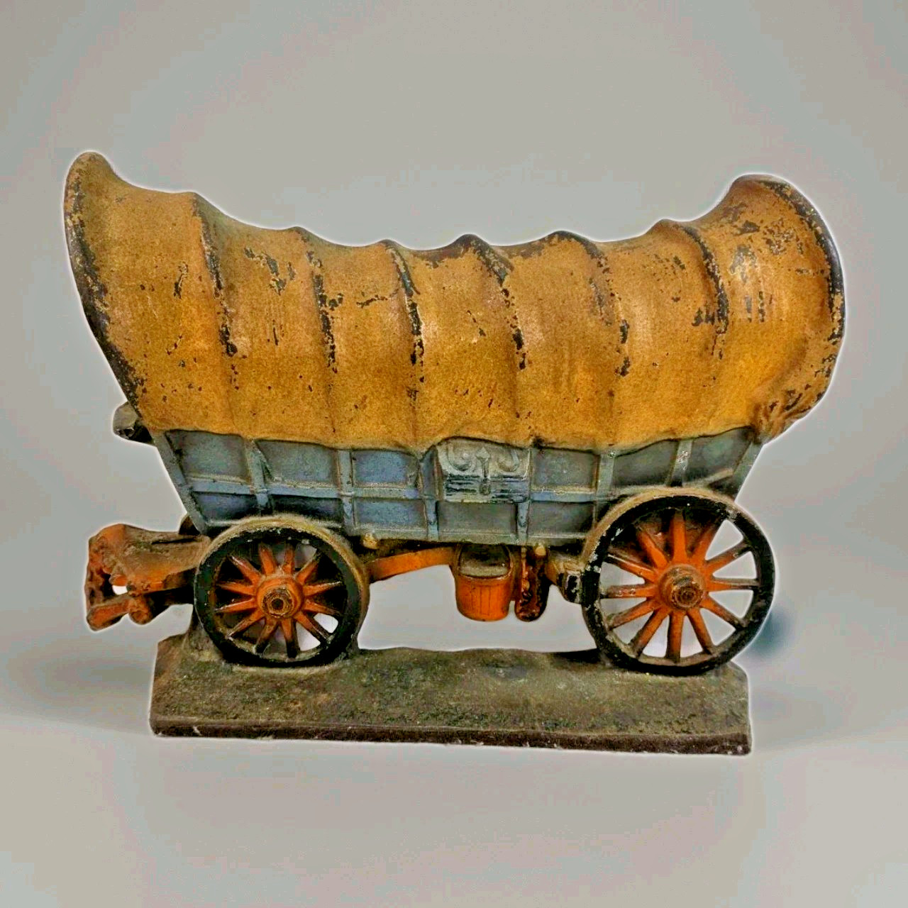 Conestoga Covered Wagon Doorstop Western Prairie Frontier Texas Cattle Antique