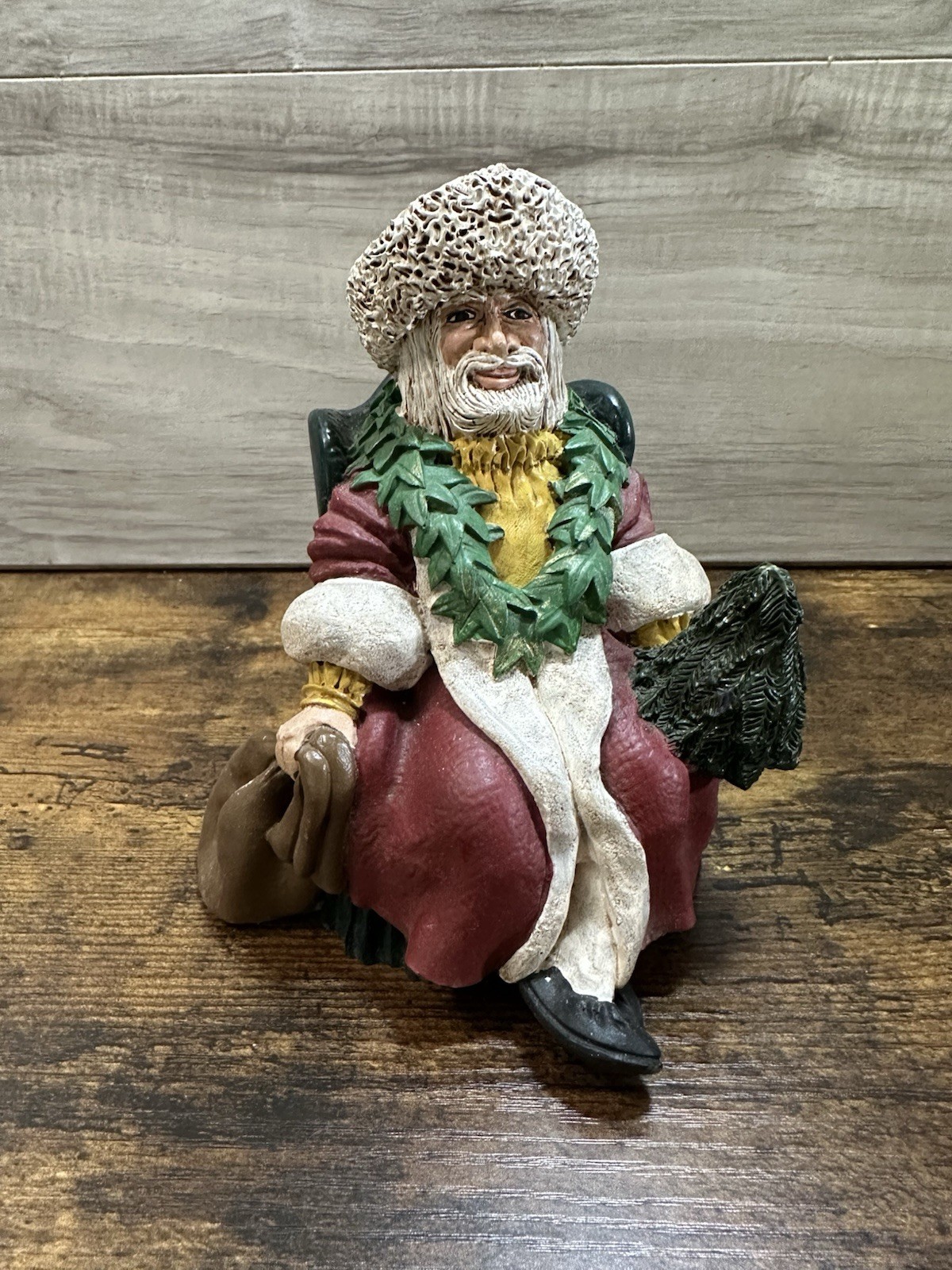 Santa Claus Father Christmas Figure Vintage inspired Clay Sculpted Look 7 1/4″
