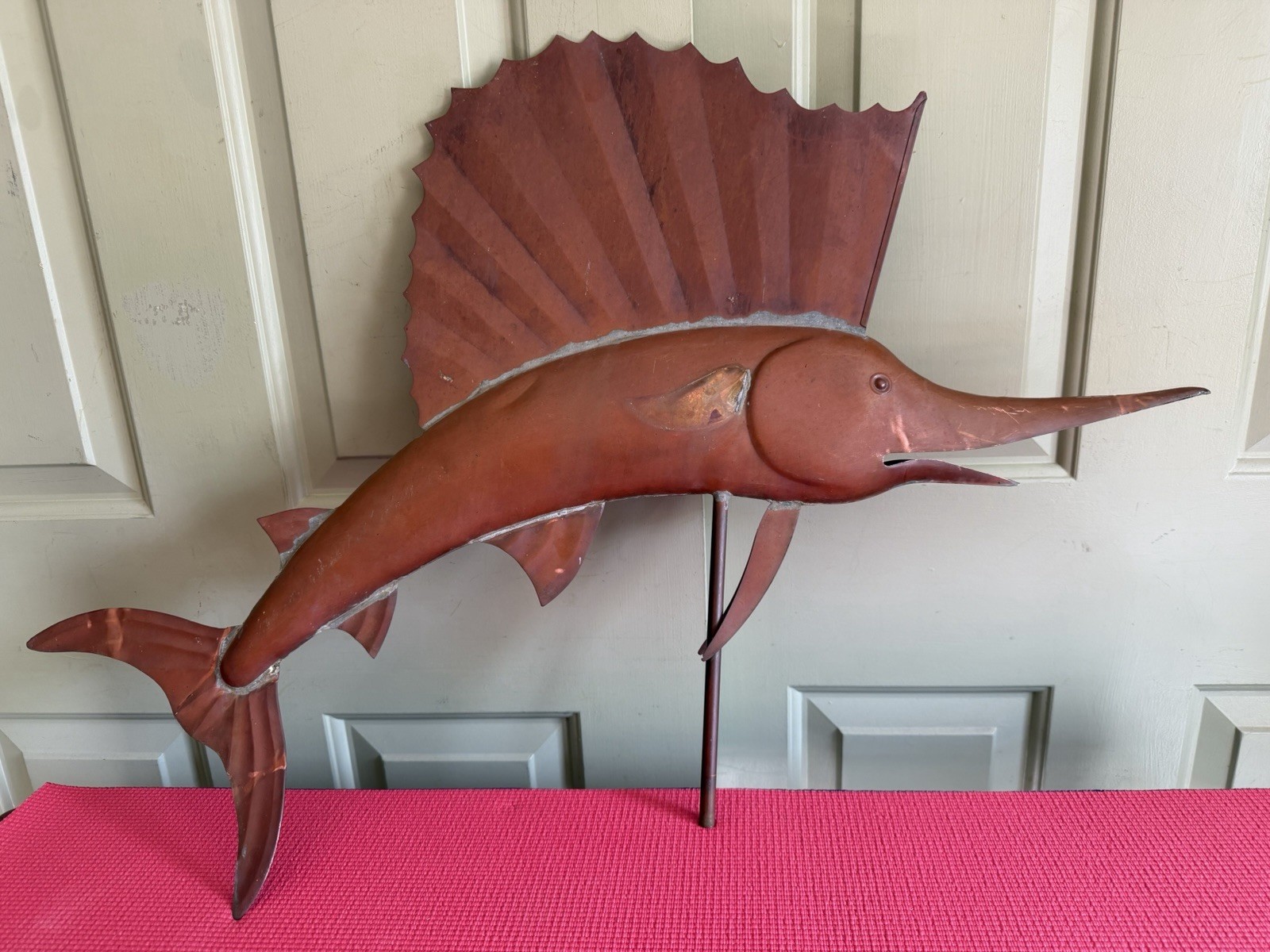 Vintage 32 Inch Copper Sailfish / Marlin Weather Vane Topper