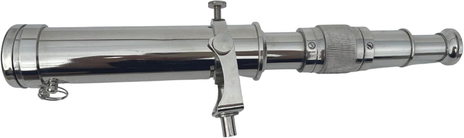 Solid Brass Tripod Telescope Silver Finish Adjustable Wooden Tripod Stand