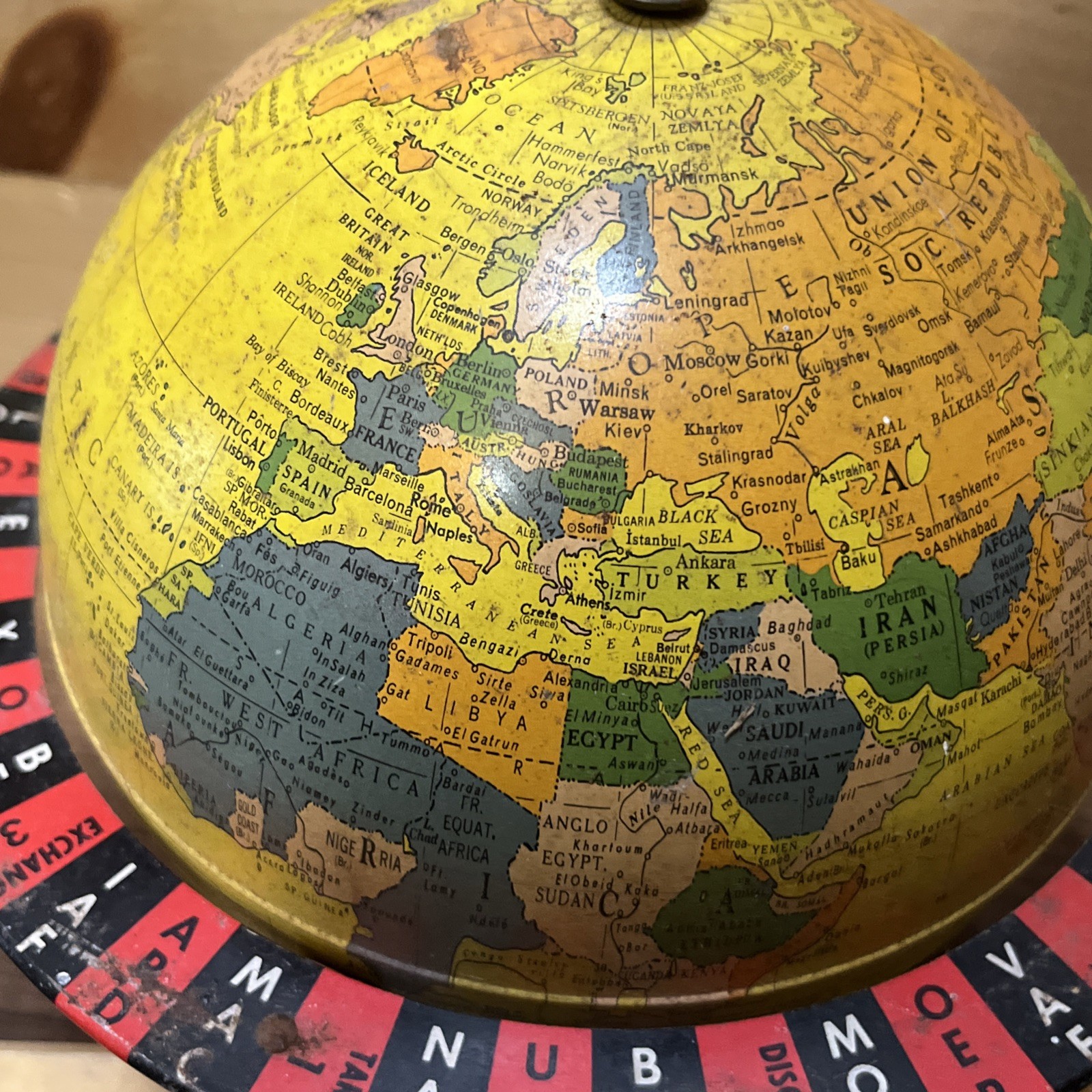 Vintage Replogle Rare Mid Century Globe-Gram Tin Globe 8″ Gustav Bruekman