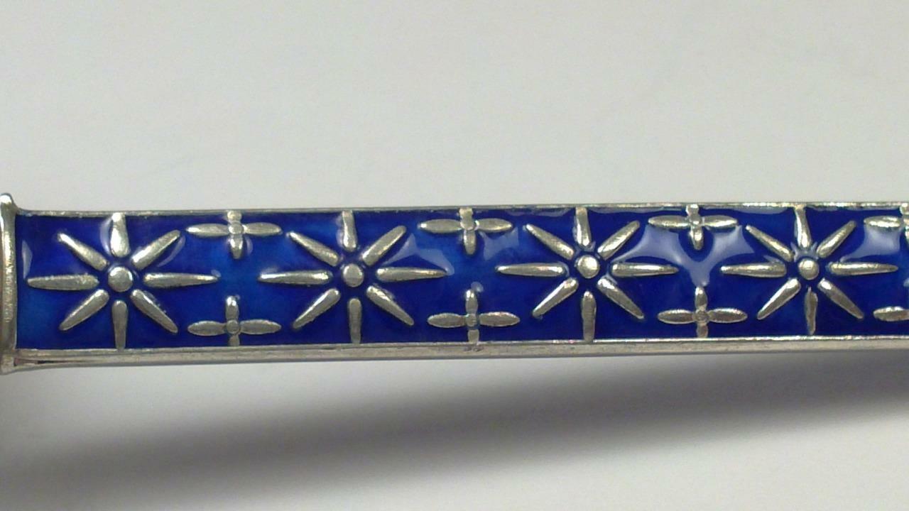 Vintage Sterling Silver & Enamel Caddy Spoon (4 ¾”) by J. Tostrup – Norway