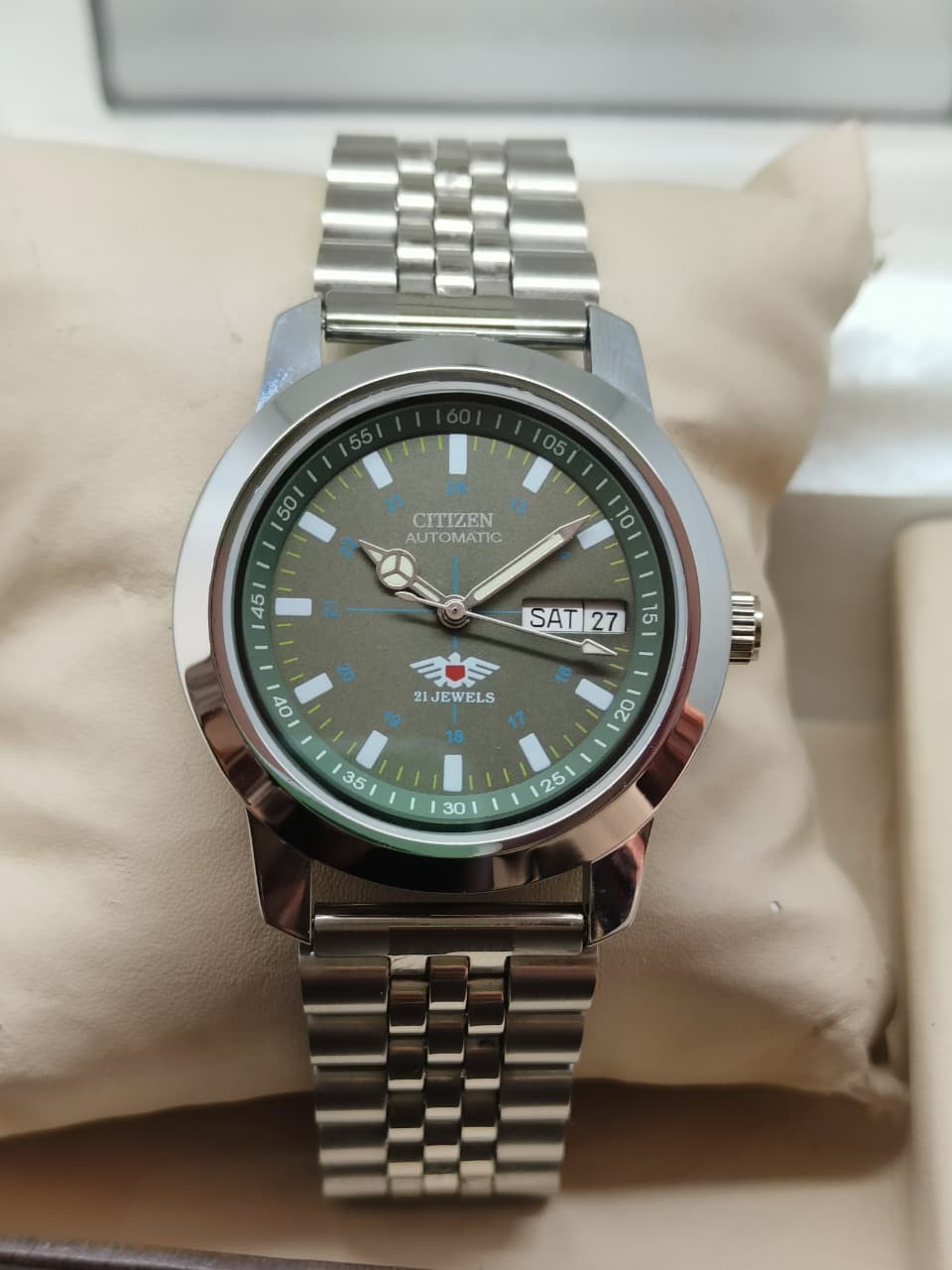 Vintage Citizen Automatic 21 Jewels Men’s Watch Green Dial Day-Date