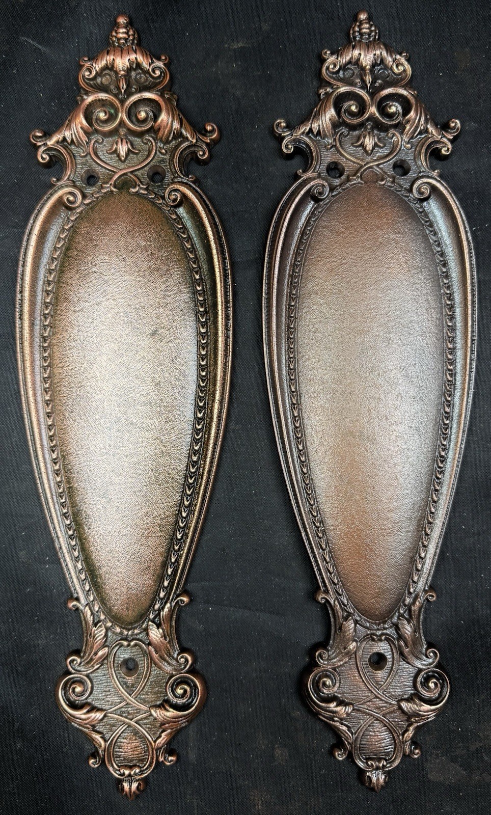 Barrows Arcola / Arcadia Oval Bronze Push Plates Finger Plates Swinging Door