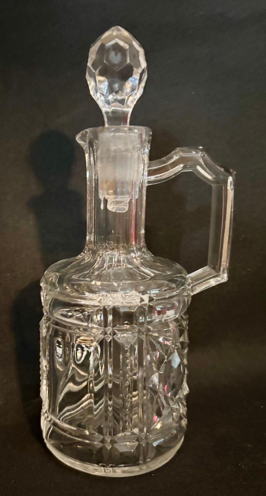 EAPG Antique Pattern HANOVER CRUET Block w/Stars Richards & Hartley Glass 1887