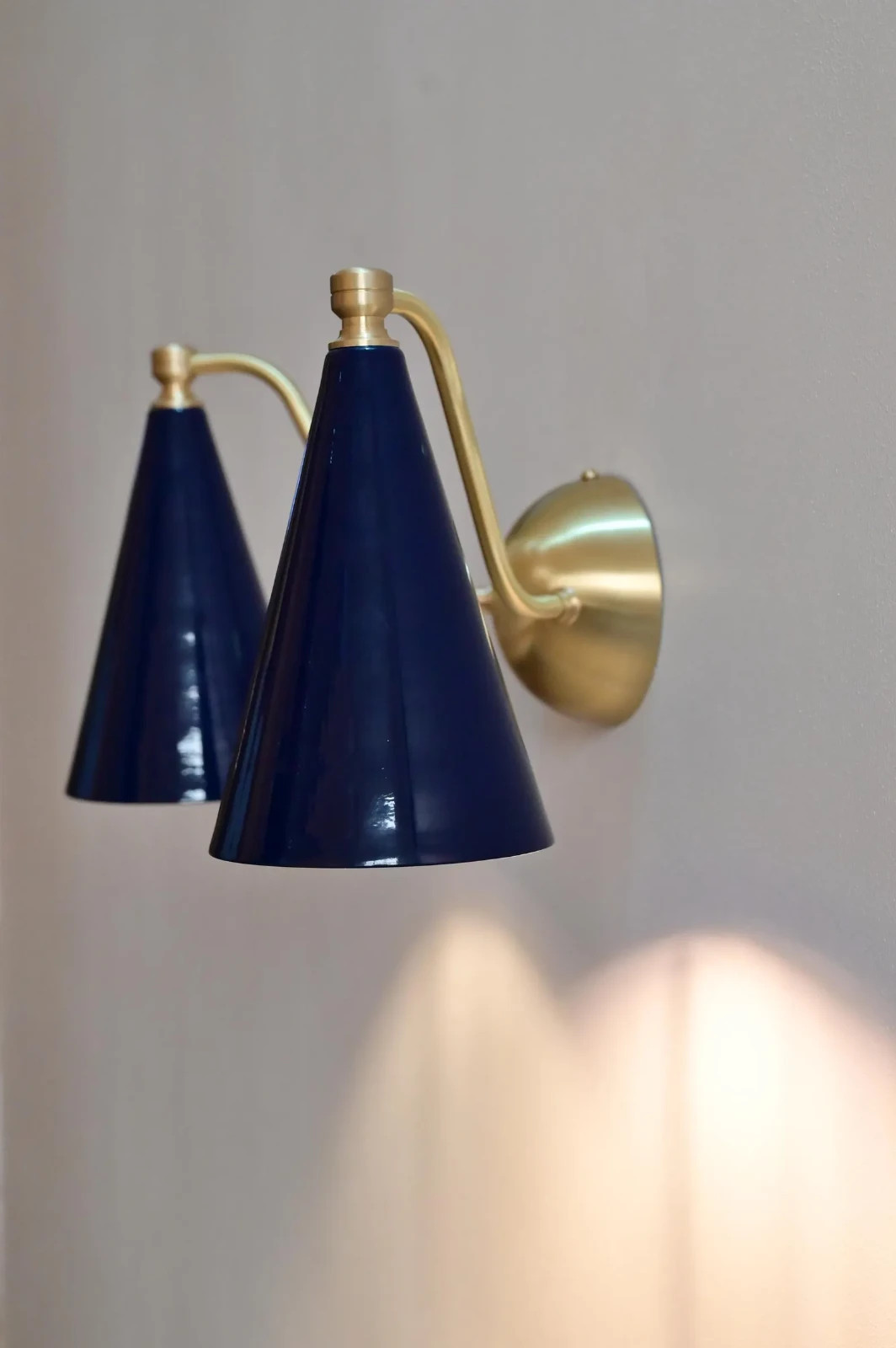 Mid Century Modern Brass Double Sconce- Handcrafted wall Lamp for Bathroom Mirro