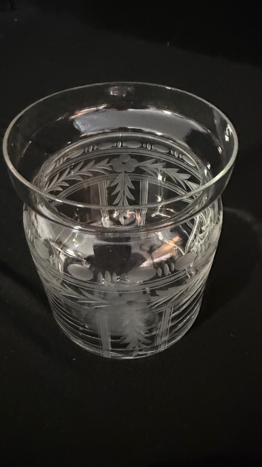Elegant Antique Sterling Silver Lidded Etched Glass Jam Jar