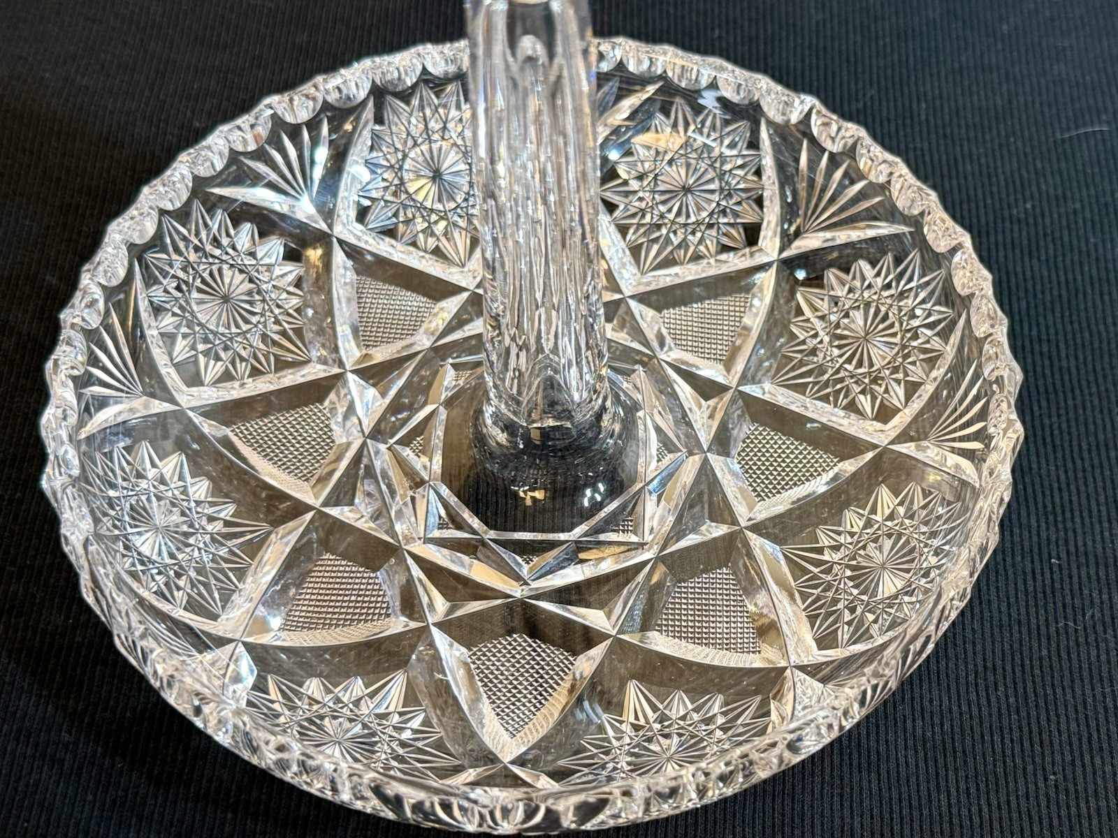 Rare 7” Signed Libbey American Brilliant Period Cut Glass Stick Dish