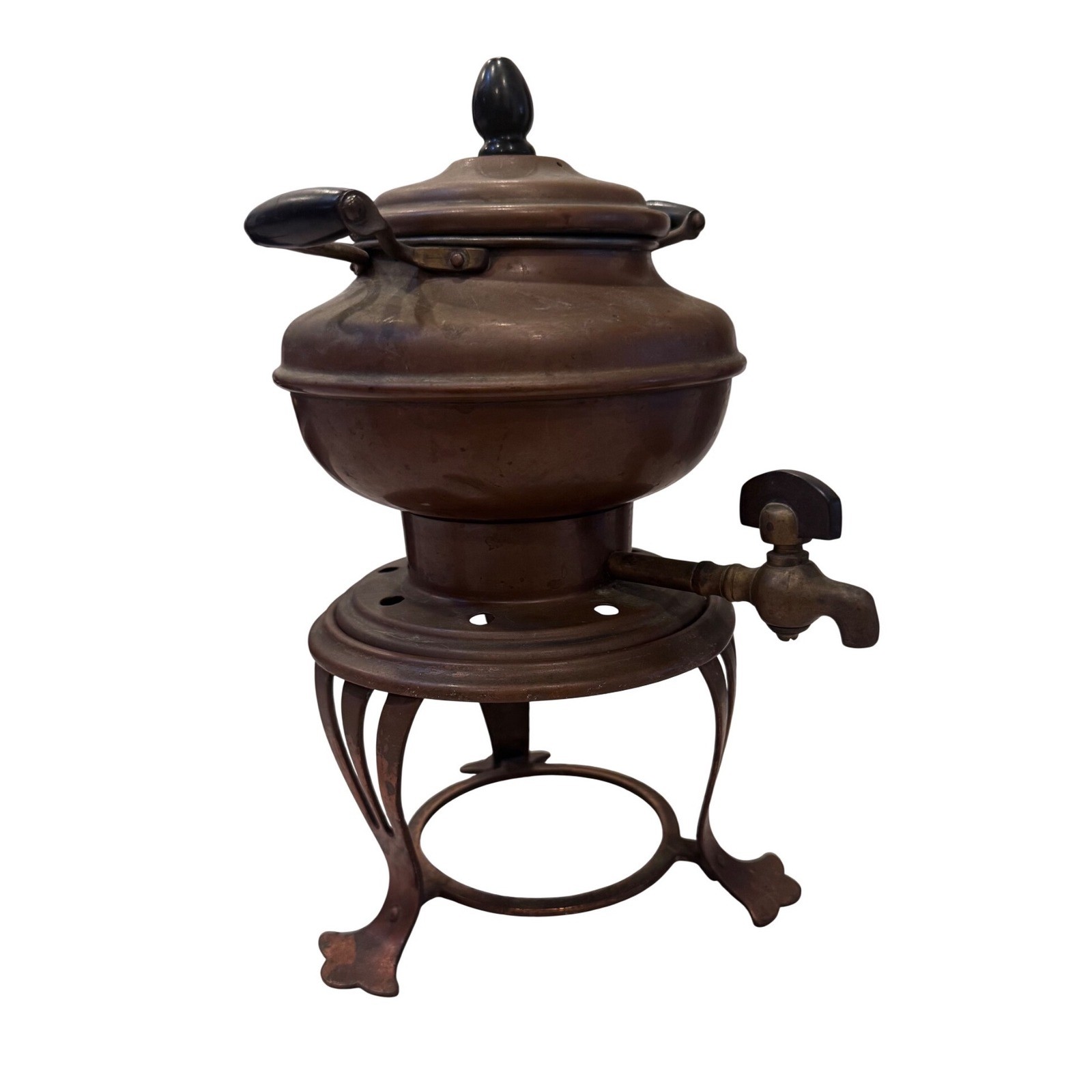 Antique Heinrich Tea Urn with Brass Spigot and Pedestal Stand 11″Patina 1907-24