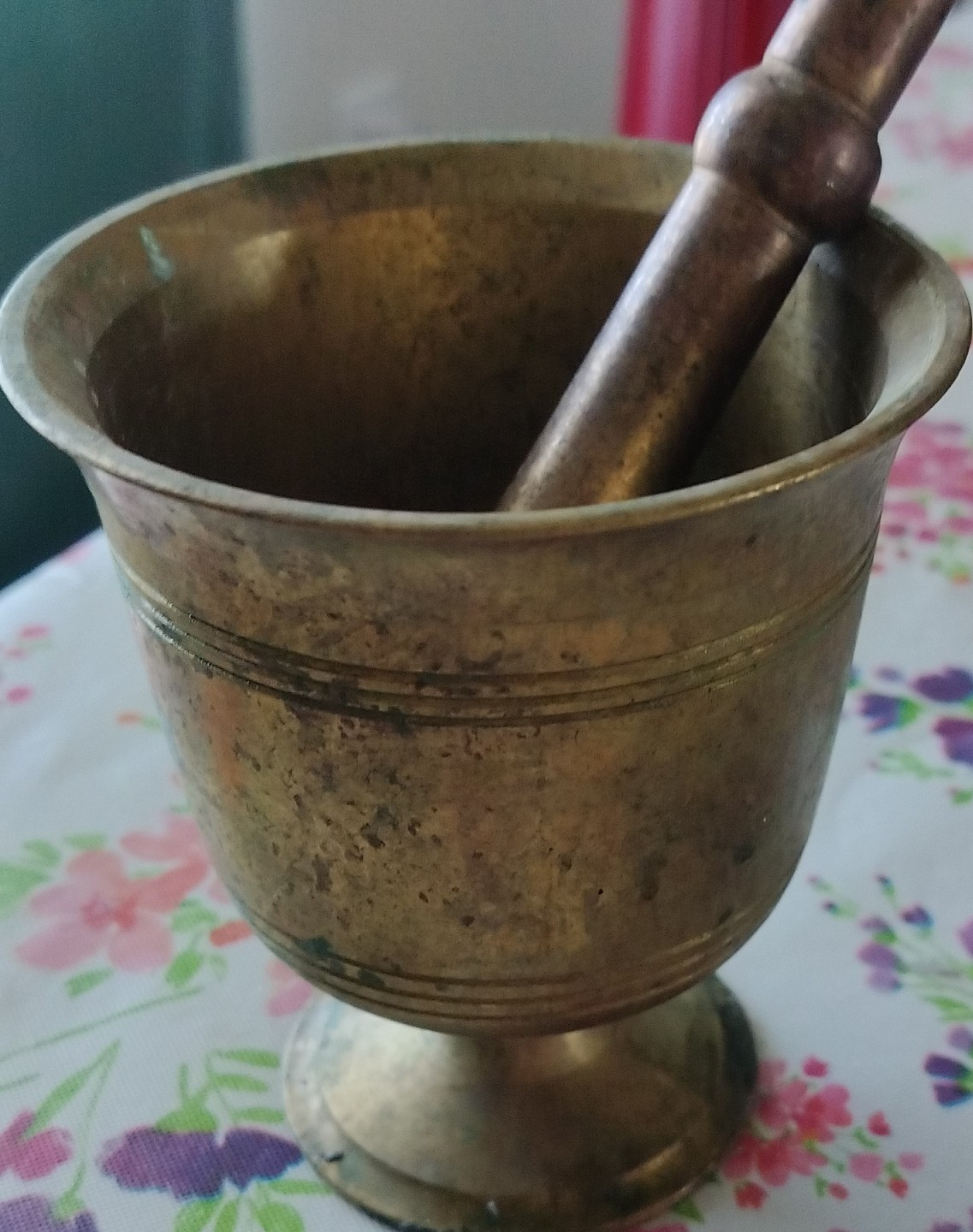 Antique Brass Mortar and Pestle Vintage Apothecary Tool Pre-1930