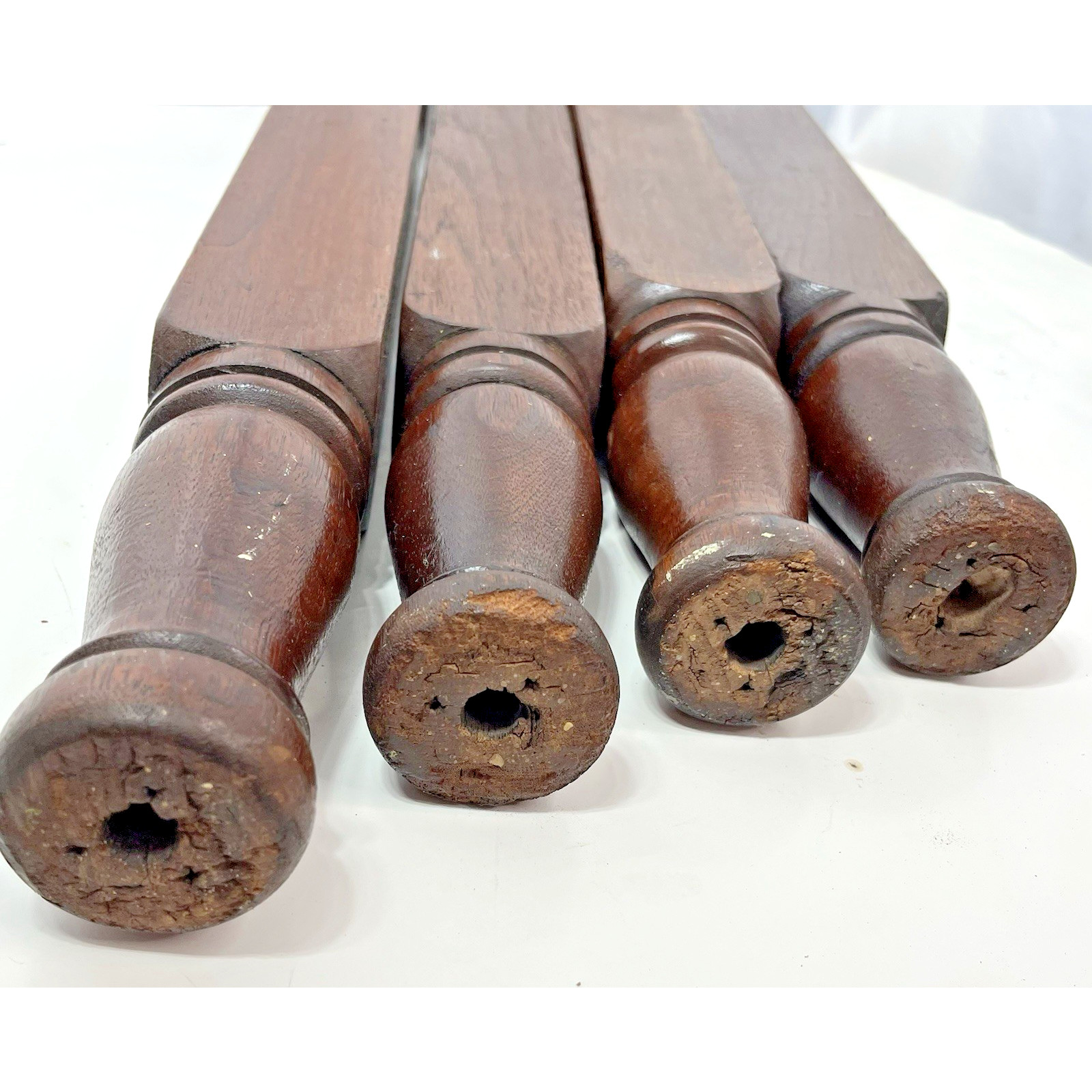Vintage Handmade Reclaimed Turned Wood 26.5×2.25×2 Straight Furniture Table Legs