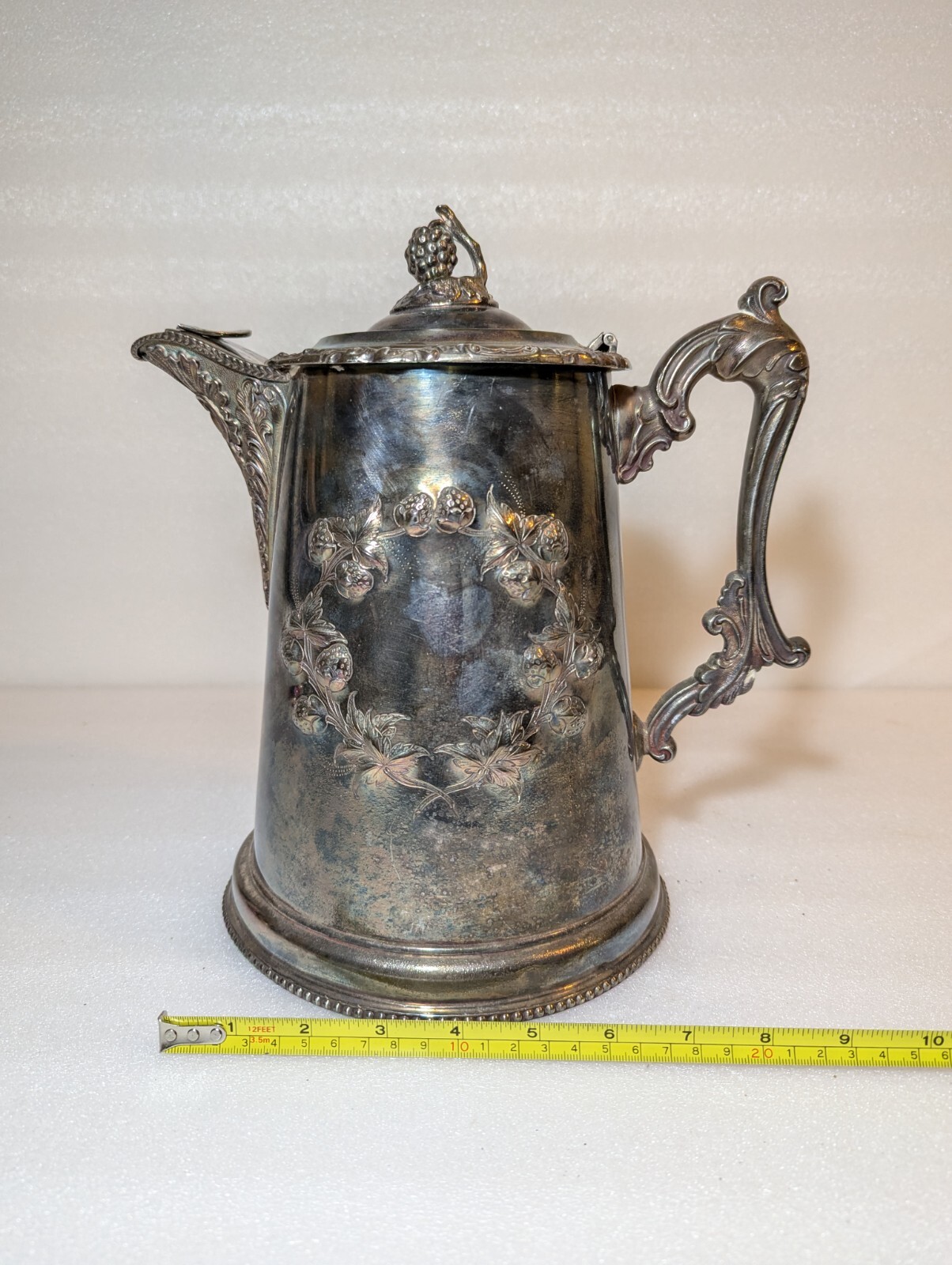 1800’s Silver Plate Victorian Water Pitcher Ornate Antique Halls Pat. 1856 Rare