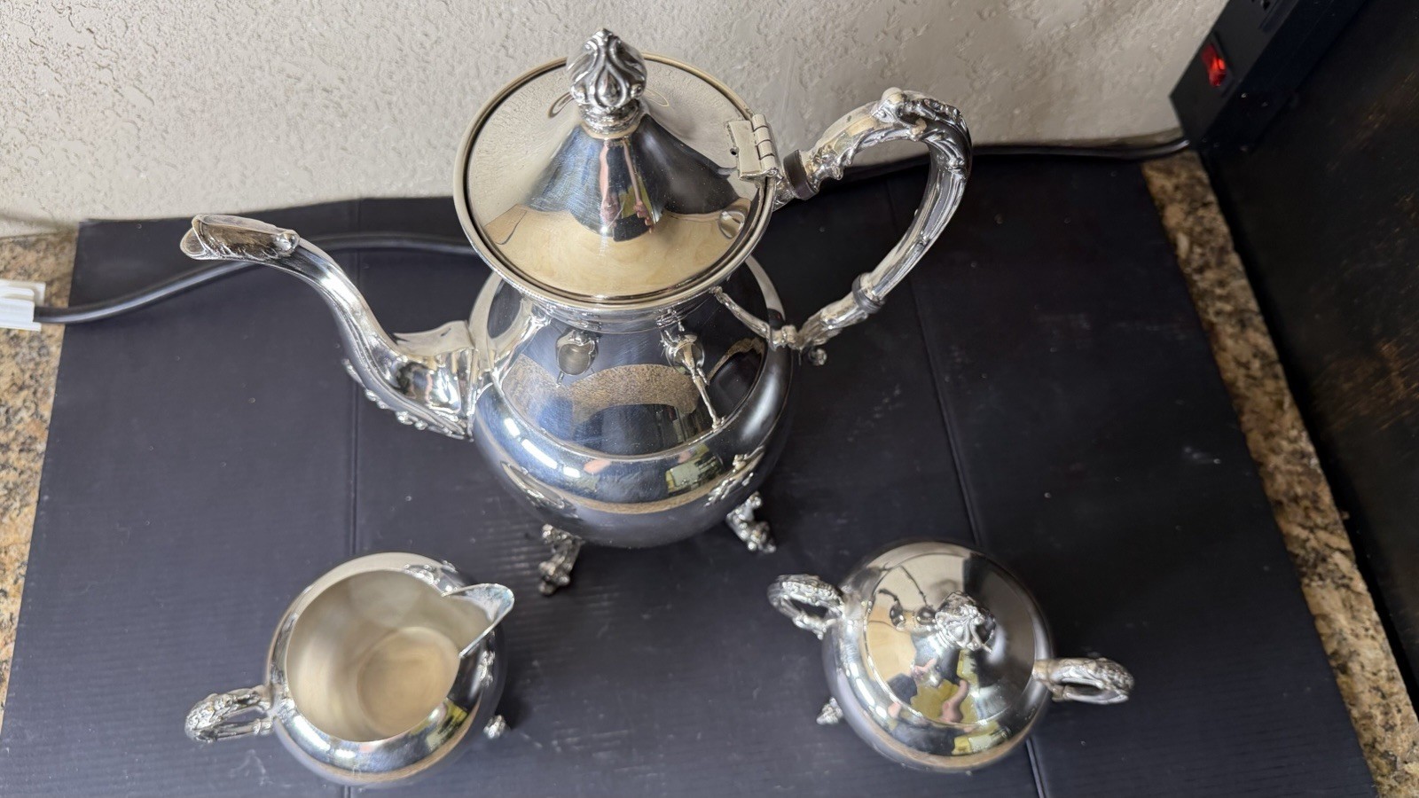 Sheridan Silver Plated Tea Set 3 Piece Cream Sugar