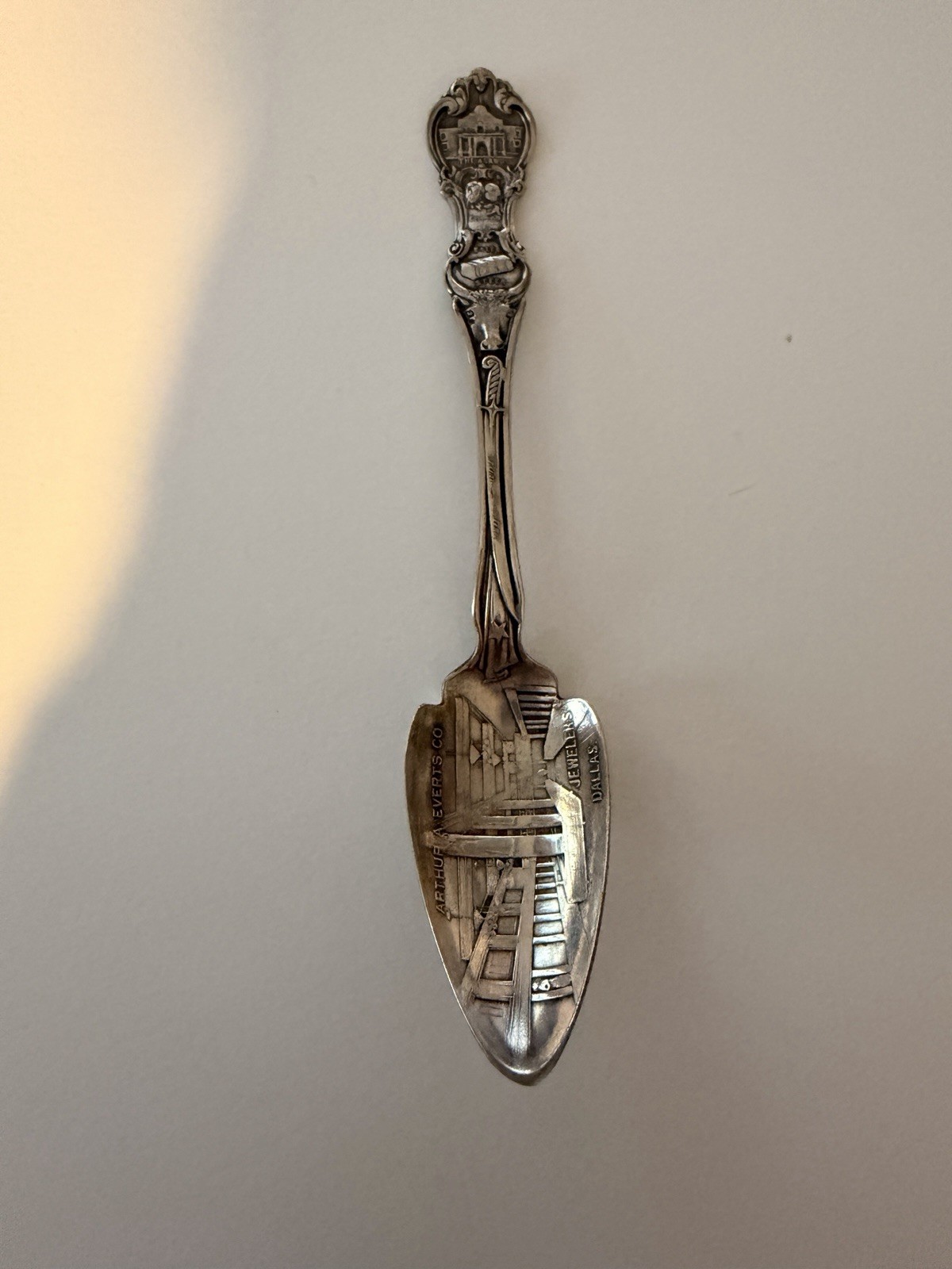 Antique Texas Silverplate Souvenir Spoon Alamo Everts Co Dallas Jewelry Store