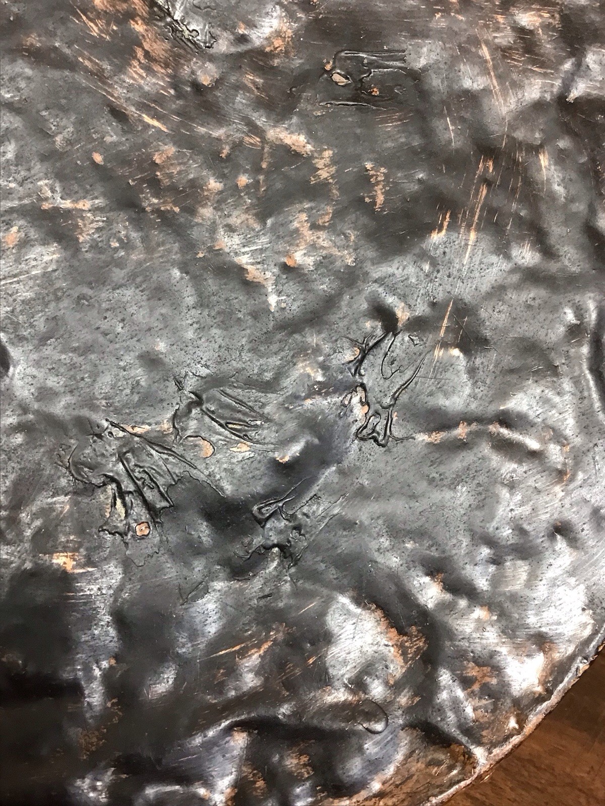 ANTIQUE BRASS & RIVETED COPPER PLANTER / COAL BUCKET WITH SWING HANDLE 19thC
