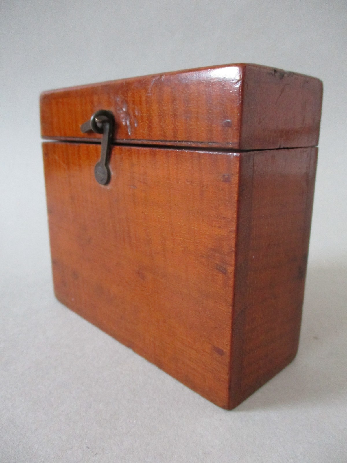 A Small Antique Mahogany Wooden Box with Lid & Catch, Playing Cards, Cigarettes?