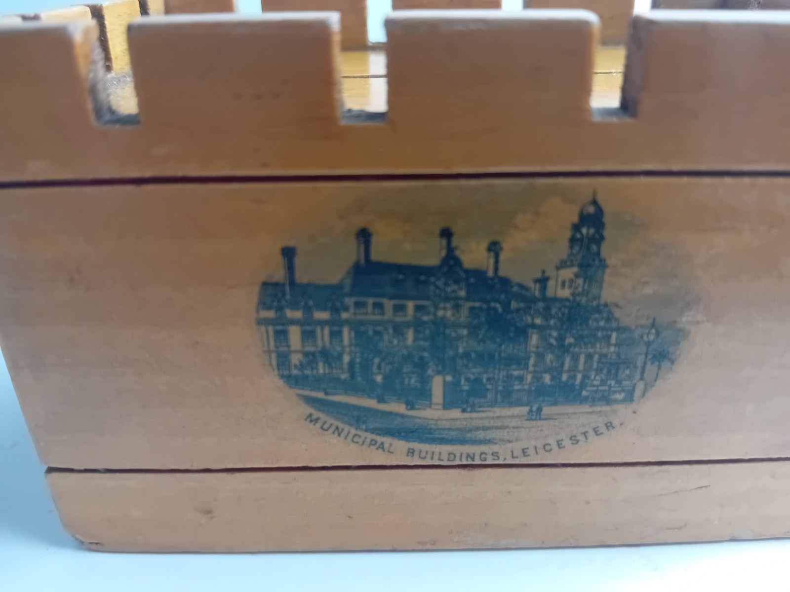 Antique Mauchlin Ware Treen Castle Shaped Money Box
