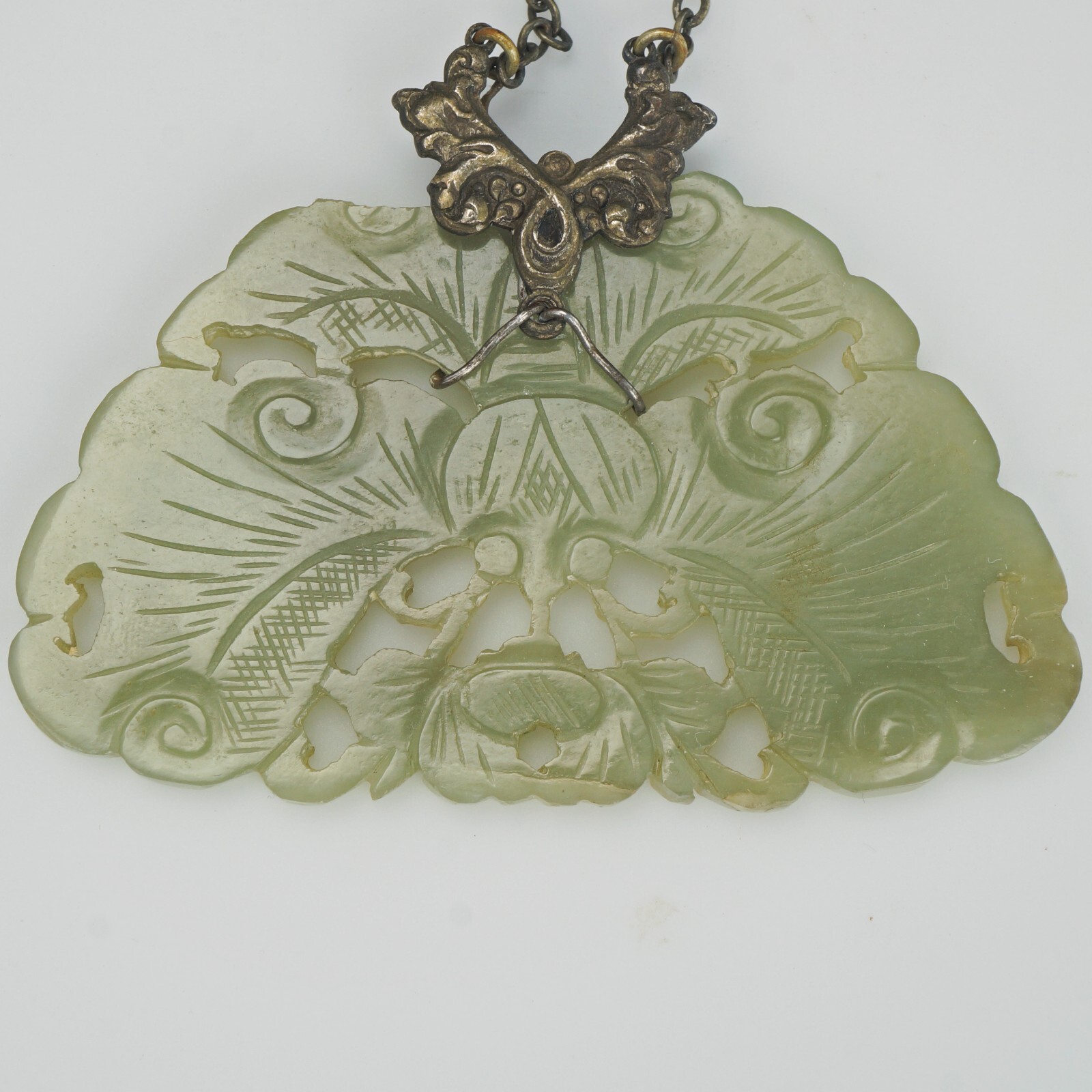 19th C Chinese Jade Butterfly Necklace Late Qing