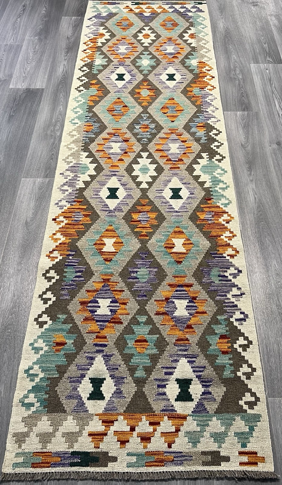 Handmade Kilim Runner wool natural colours Afghan Traditional 295cmx85cm