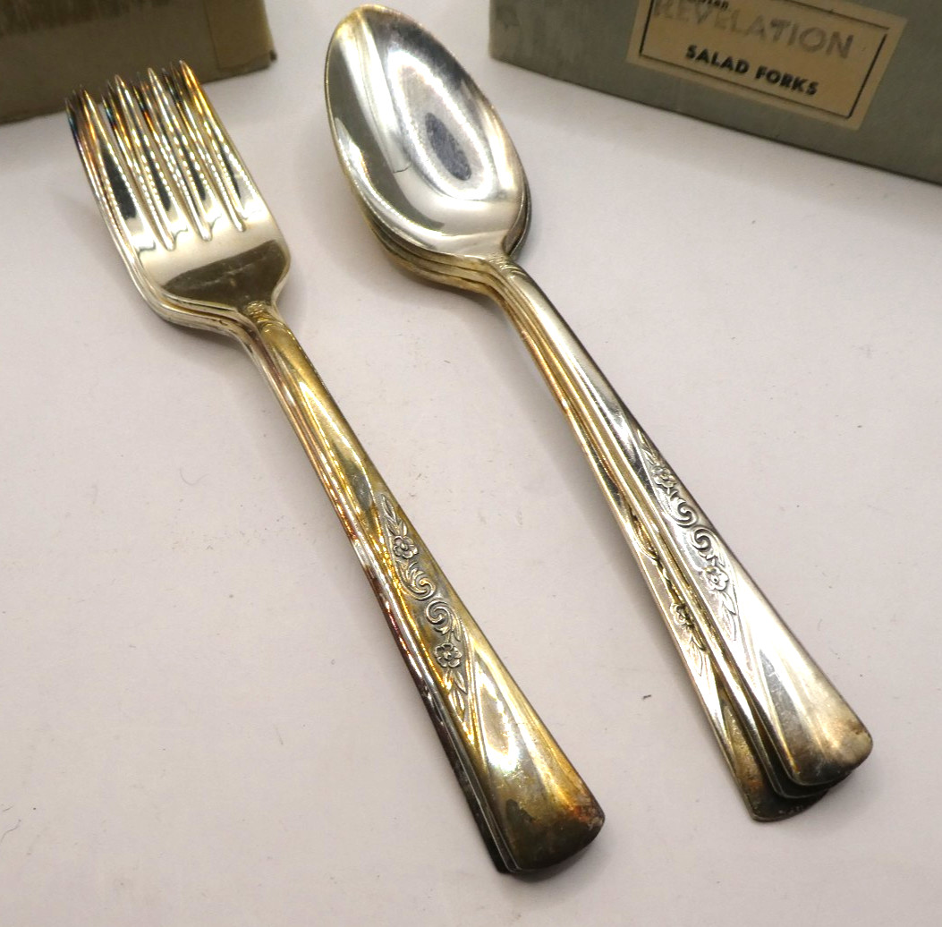 Revelation Silverplate 24 Dessert Forks and 16 Tea Spoons Vtg 1950’s