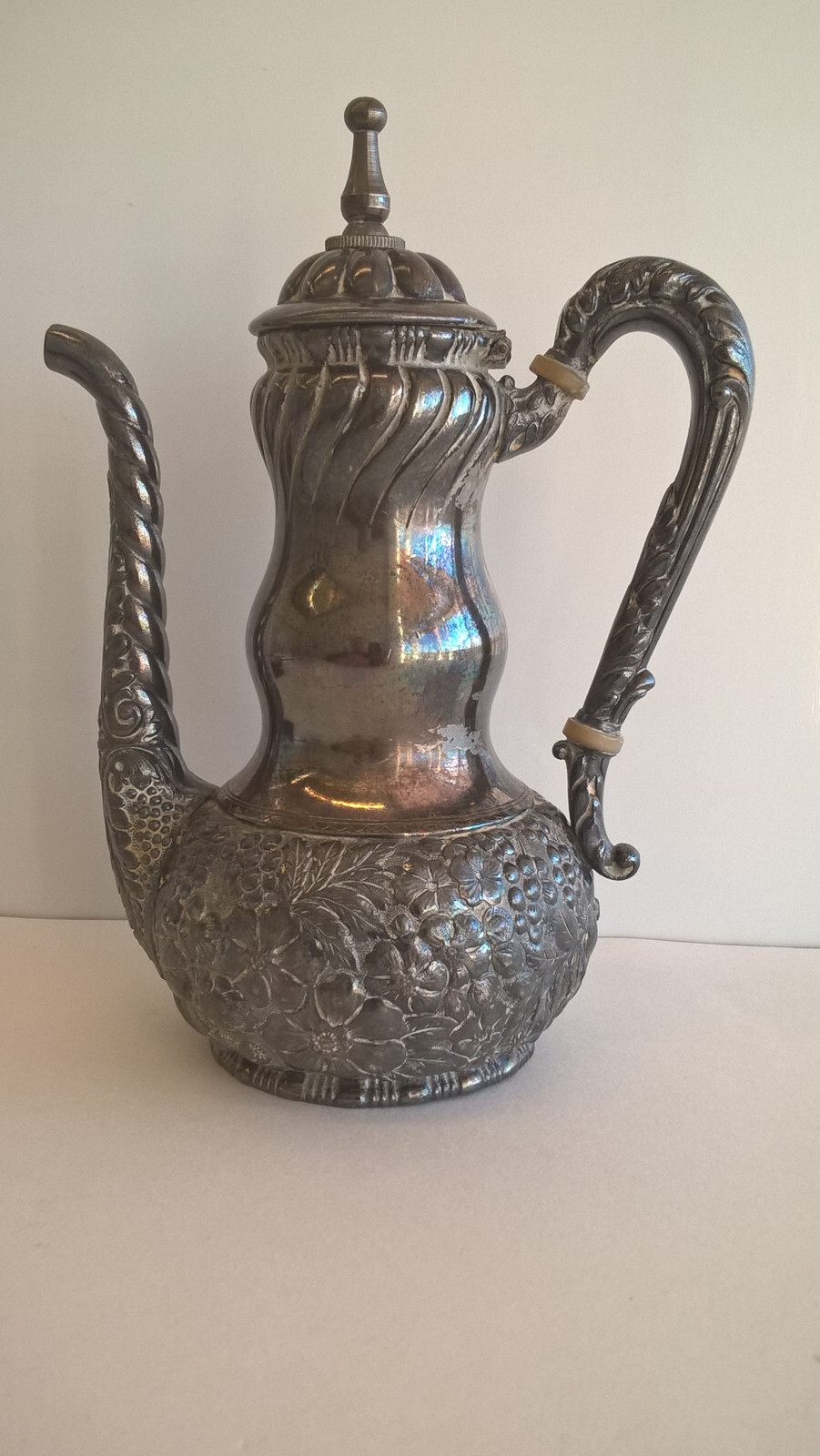 Simpson Hall Miller Coffee Tea Server Antique Victorian Repousse Silverplate 8″