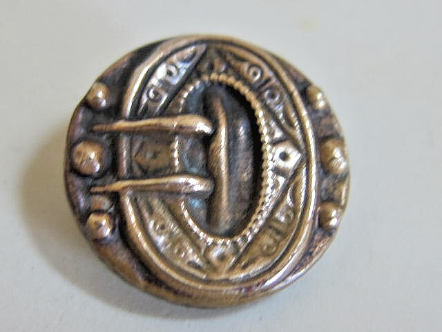 Lot of 4 Antique 1800’s Belt Buckle Buttons~Tin, Copper, Brass & Glass