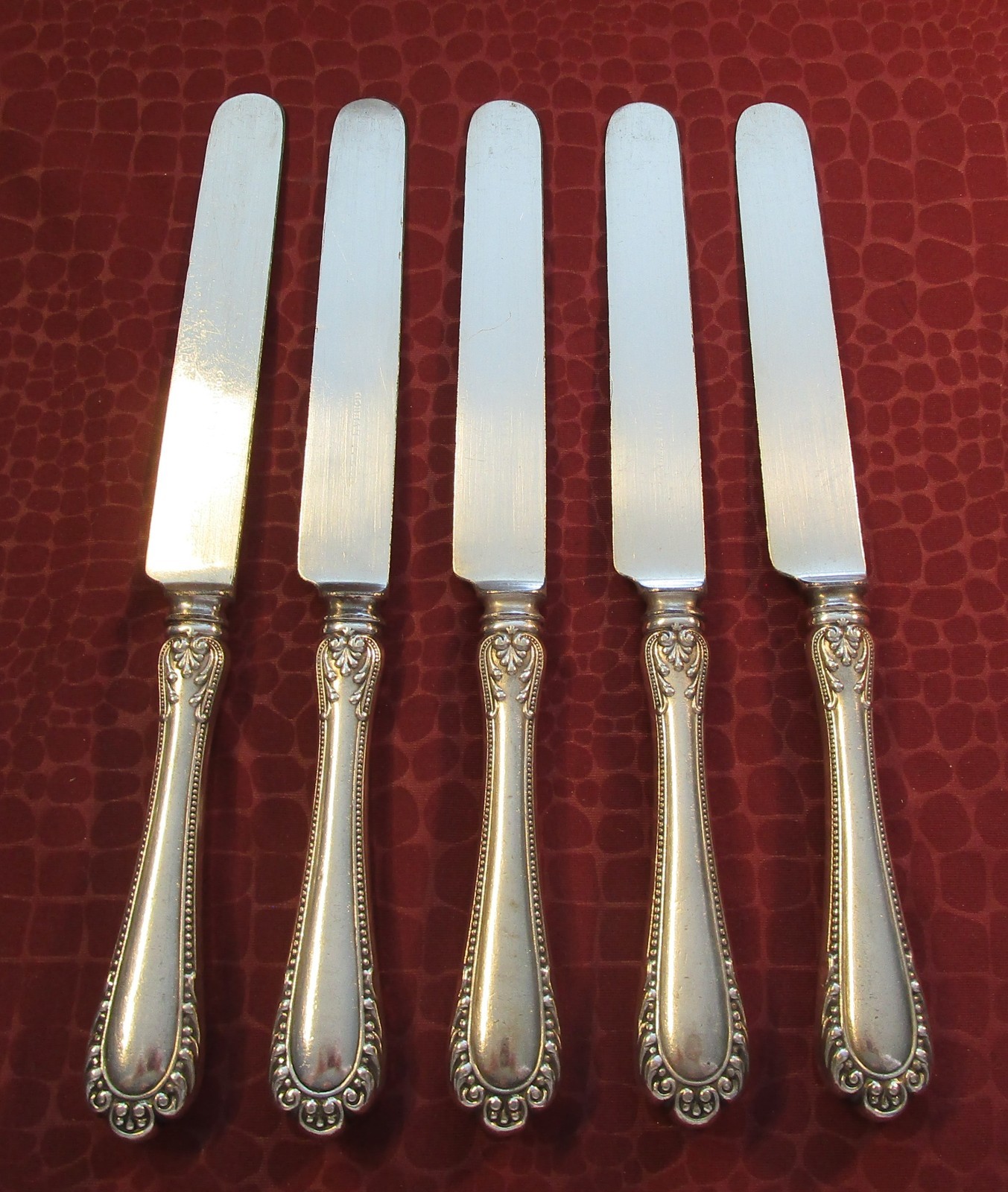 WINTHROP 5 Hollow Handle Dinner Knives 1901 Silverplate No Monogram sw