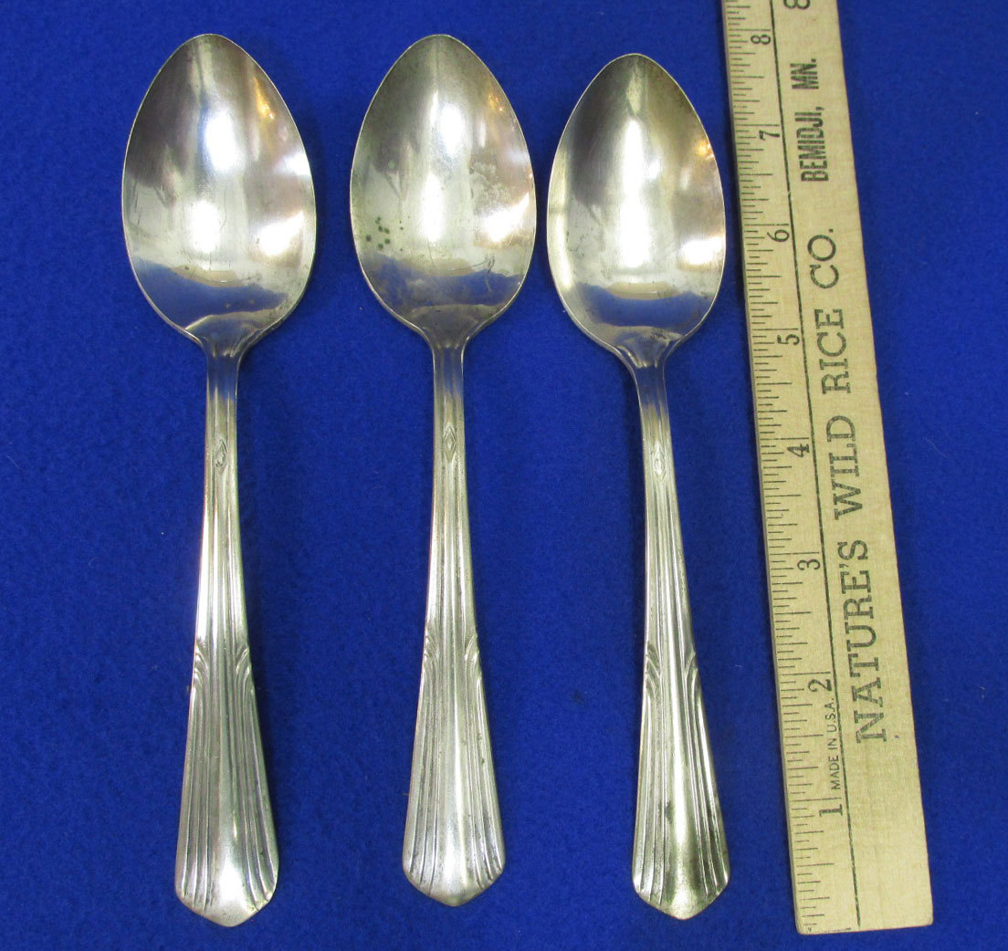 Set 3 Vintage Tablespoons Monroe Silver Co International Art Deco Silverplate