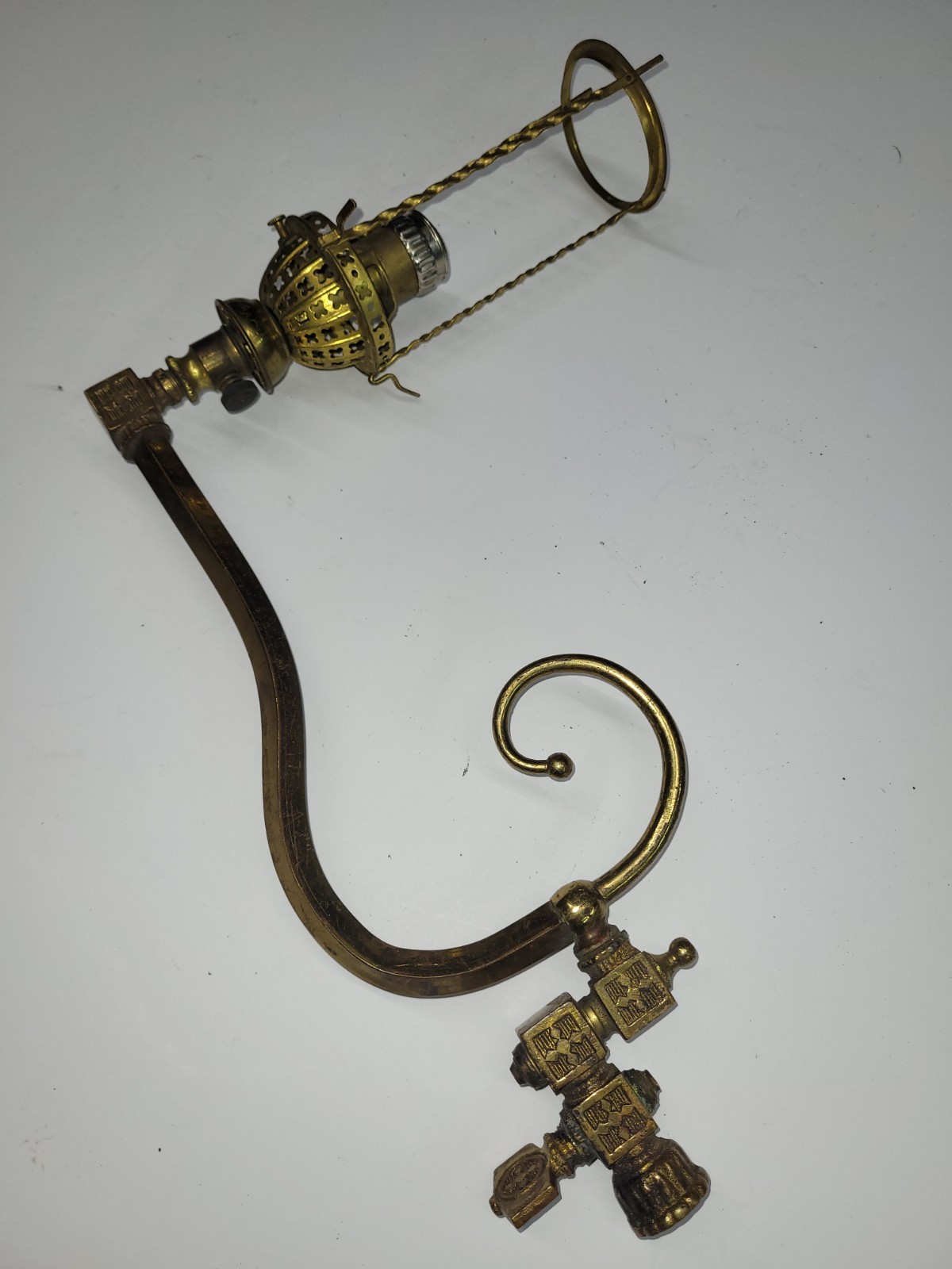 Antique Victorian Brass Gas Light Wall Sconce Fixture #3