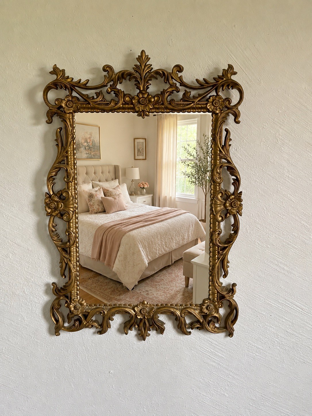 Vintage Turner Syroco Homco Wall Mirror Ornate Gold Hollywood Regency 28×19