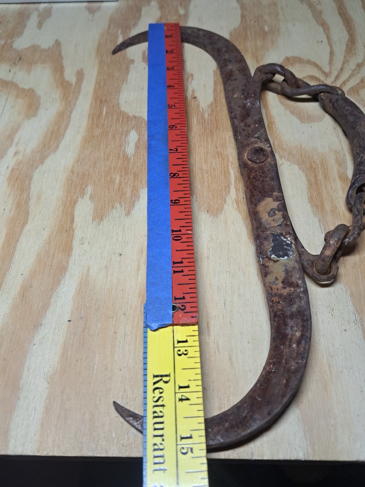 Antique Primitive Rustic Ice Block Log Tongs 14 inches Vintage Display