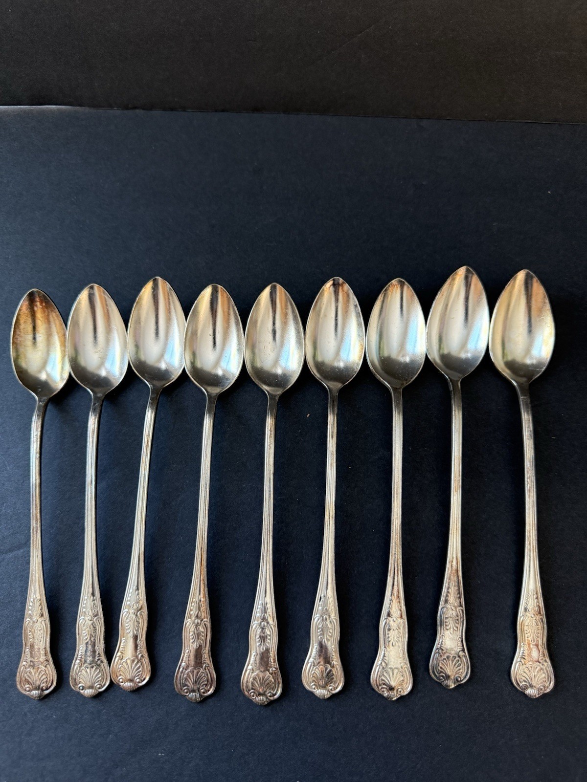 International Silver Co Silver Plated Clamshell Ice Tea Spoon Set 9 Cottagecore