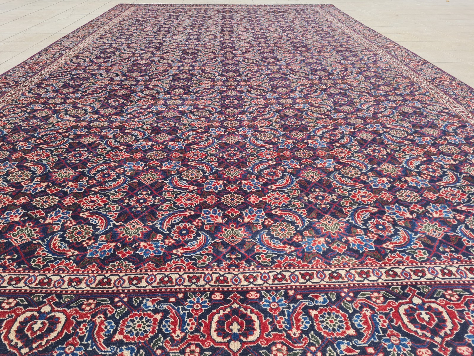 Amazing Hand Knotted Vintage Tribal Tabreez Wool Area Rug 15 x 9
