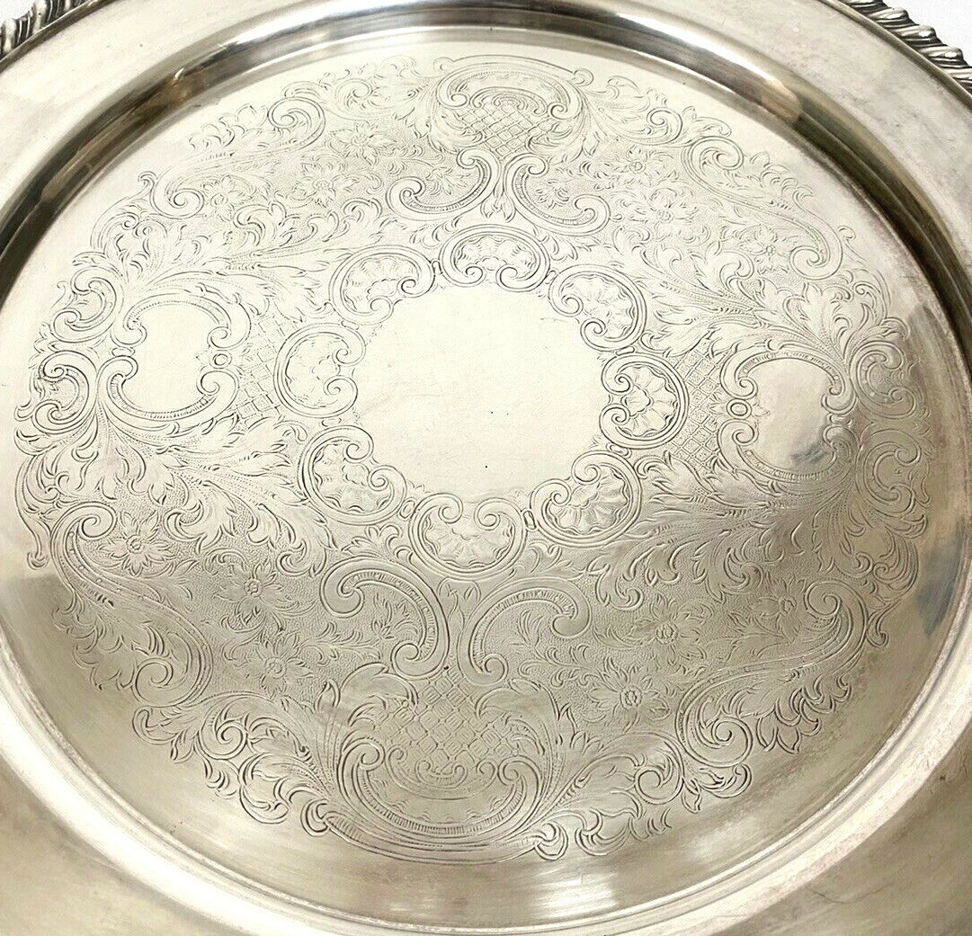 Vintage Copper Base Continental Silver Co 616 Serving Tray 14″