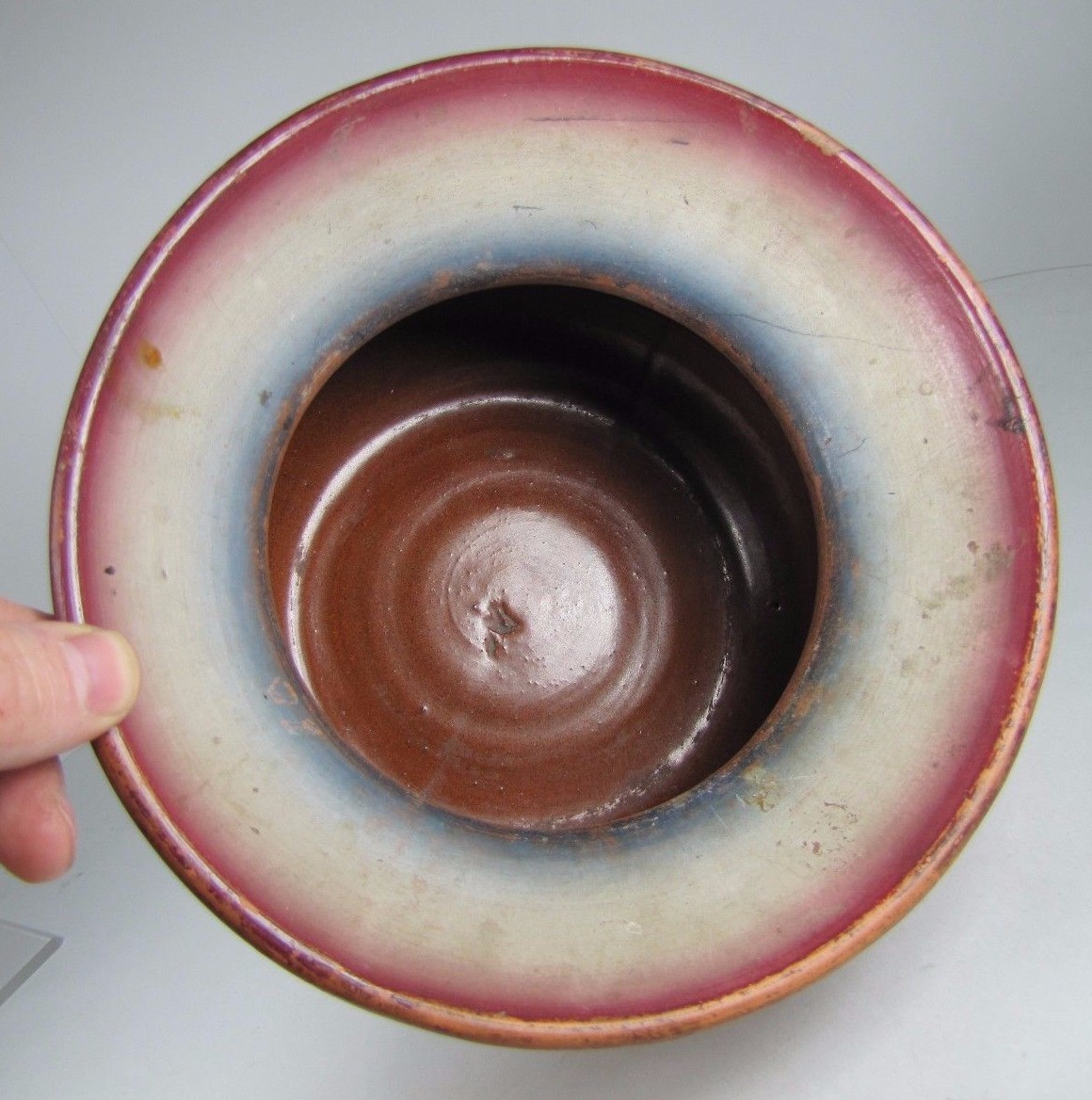 USA Crest Thirteen Star Antique Redware Americana Pottery Spittoon Cuspidor Pot