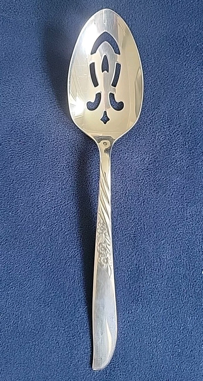 VTG Oneida WM. A. ROGERS WILDWOOD-ALWAYS Pierced Serving Spoon Silver Plated