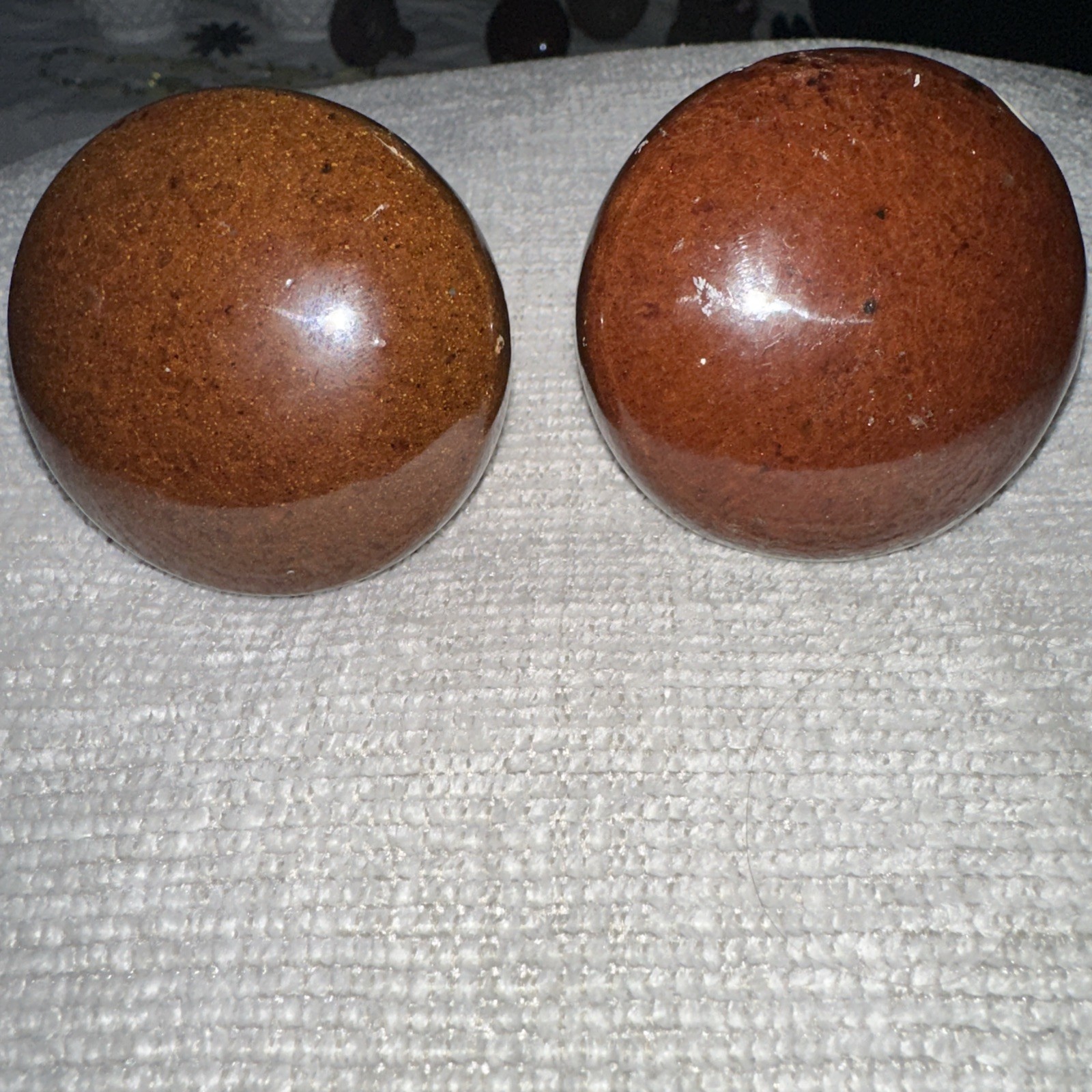 Pre-owned Brown Swirl Porcelain Pottery Door Knobs Set Of 2