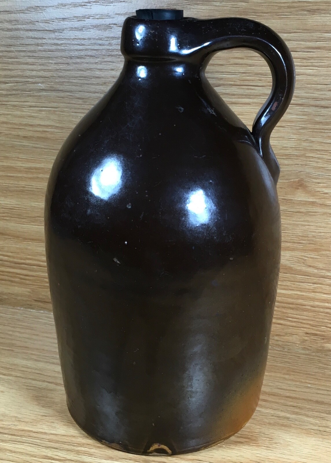 small ANTIQUE heavy thick BROWNWARE BROWN GLAZED JUG Stoneware