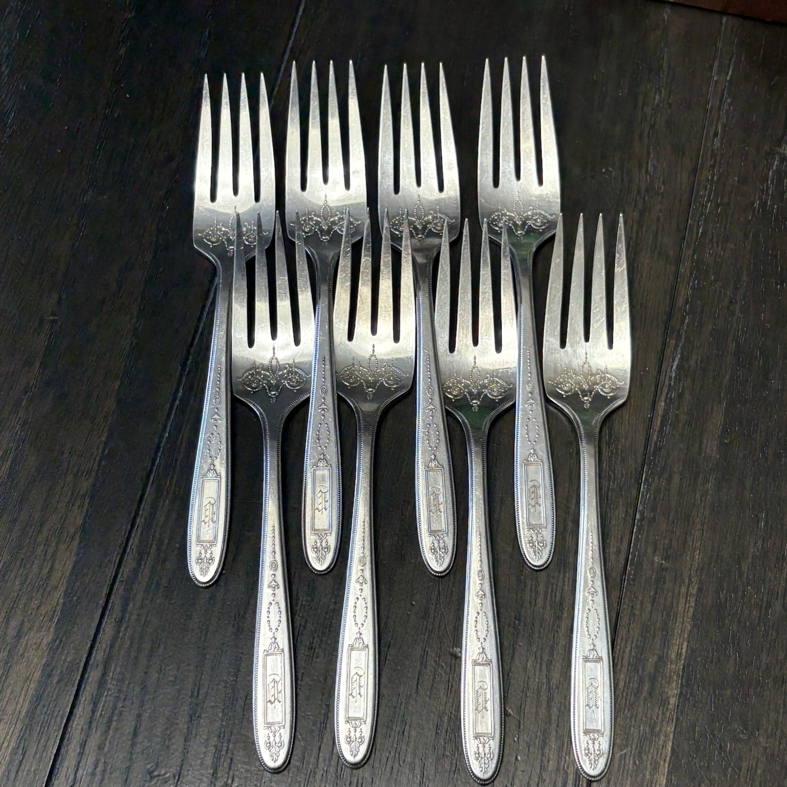 52 pc Oneida GROSVENER pattern Silverplate flatware Set Box 1921 Antique Svc 8 +