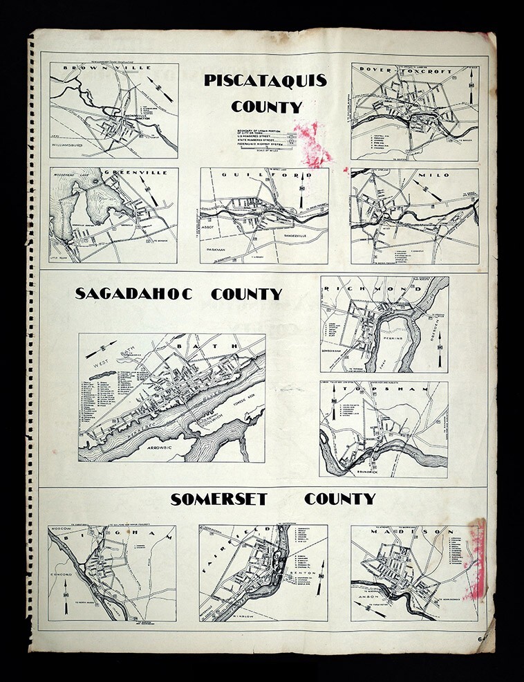 1946 Maine Highway Map Bath Richmond Dover Jonesport Eastport Belfast Lubec ME