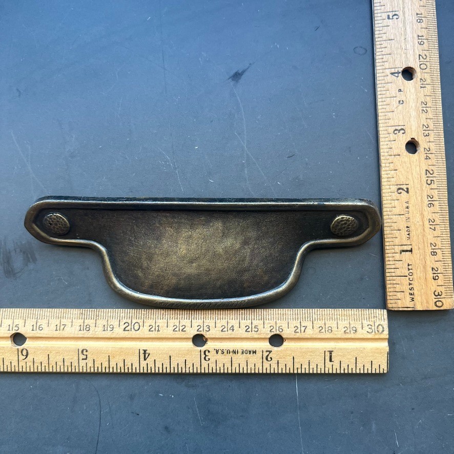 10 Vintage Cup Drawer Pulls Primitive Rustic Salvage w/ Natural Patina Brass