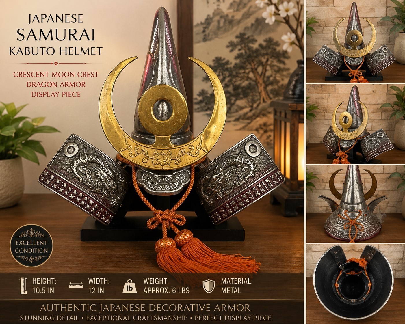 Japanese Samurai Kabuto Replica Helmet Vintage Authentic