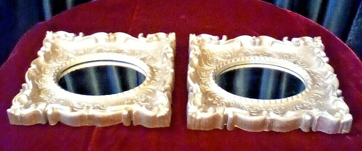 VINTAGE GOLD ORNATE FRAMED MIRROR SET OF 2 WALL MCM HOLLYWOOD REGENCY DECOR