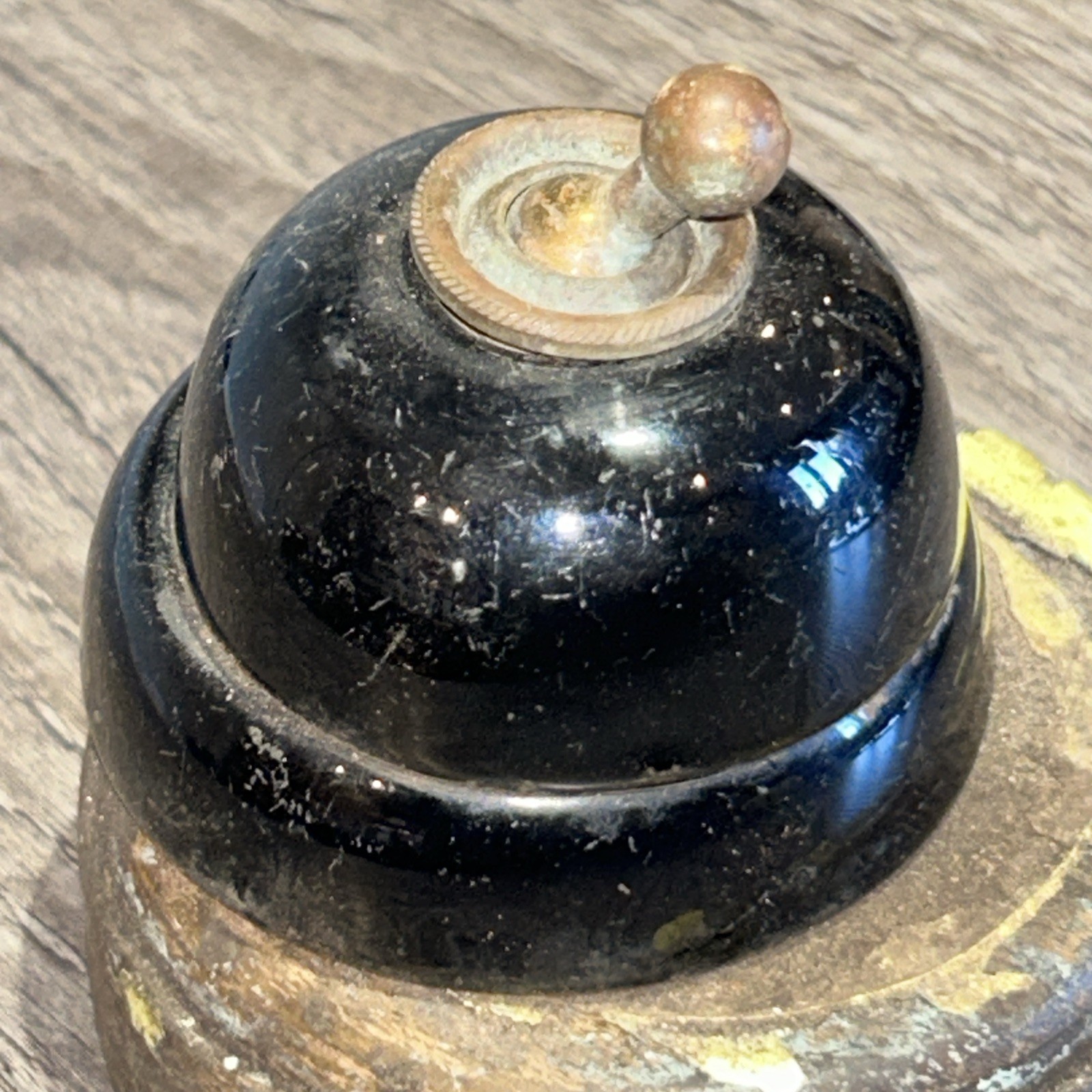 Vintage black glazed ceramic 1 Gang 2 Way Brass & Ceramic CFA Dolly Light Switch