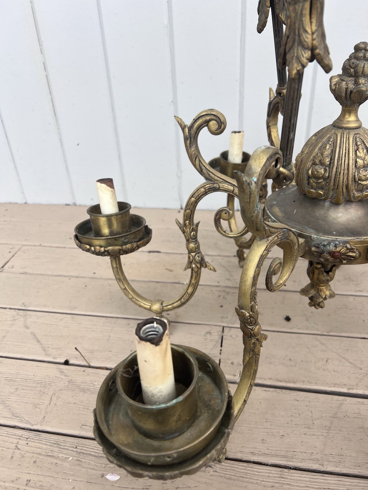 Vintage brass Large chandelier light Hollywood Regency Castle Victorian Spanish