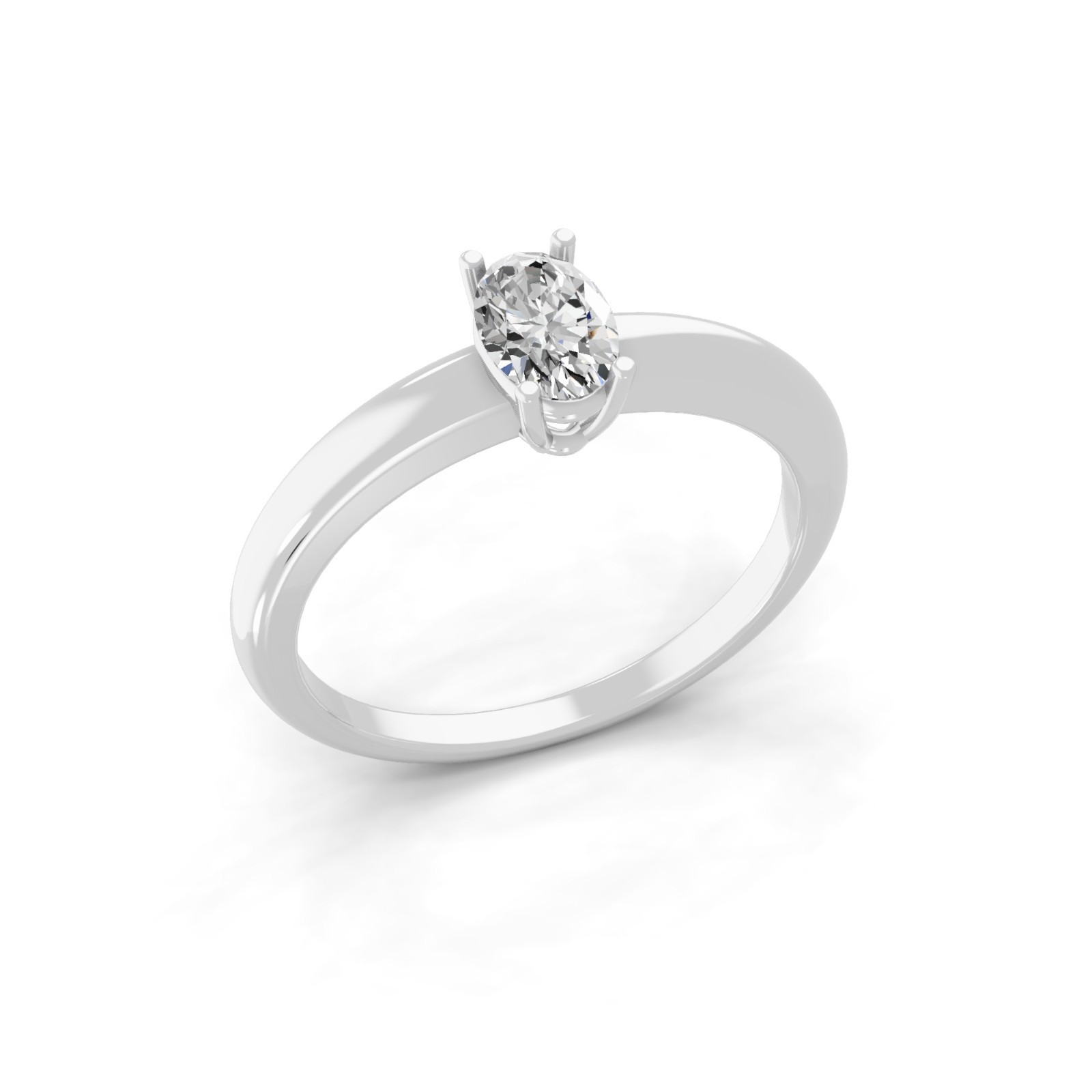 0.50 Ct Lab Grown Oval Diamond Solitaire Band Ring 9K White Gold Wedding Gift