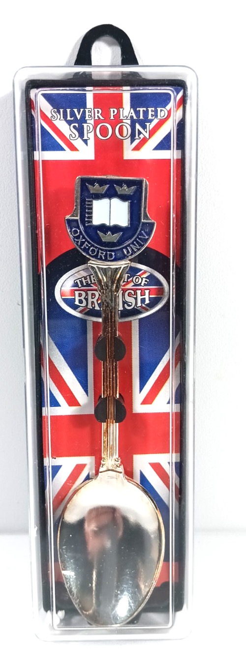 Vtg Collectors Silver Plated Spoon British Oxford University Tarnished