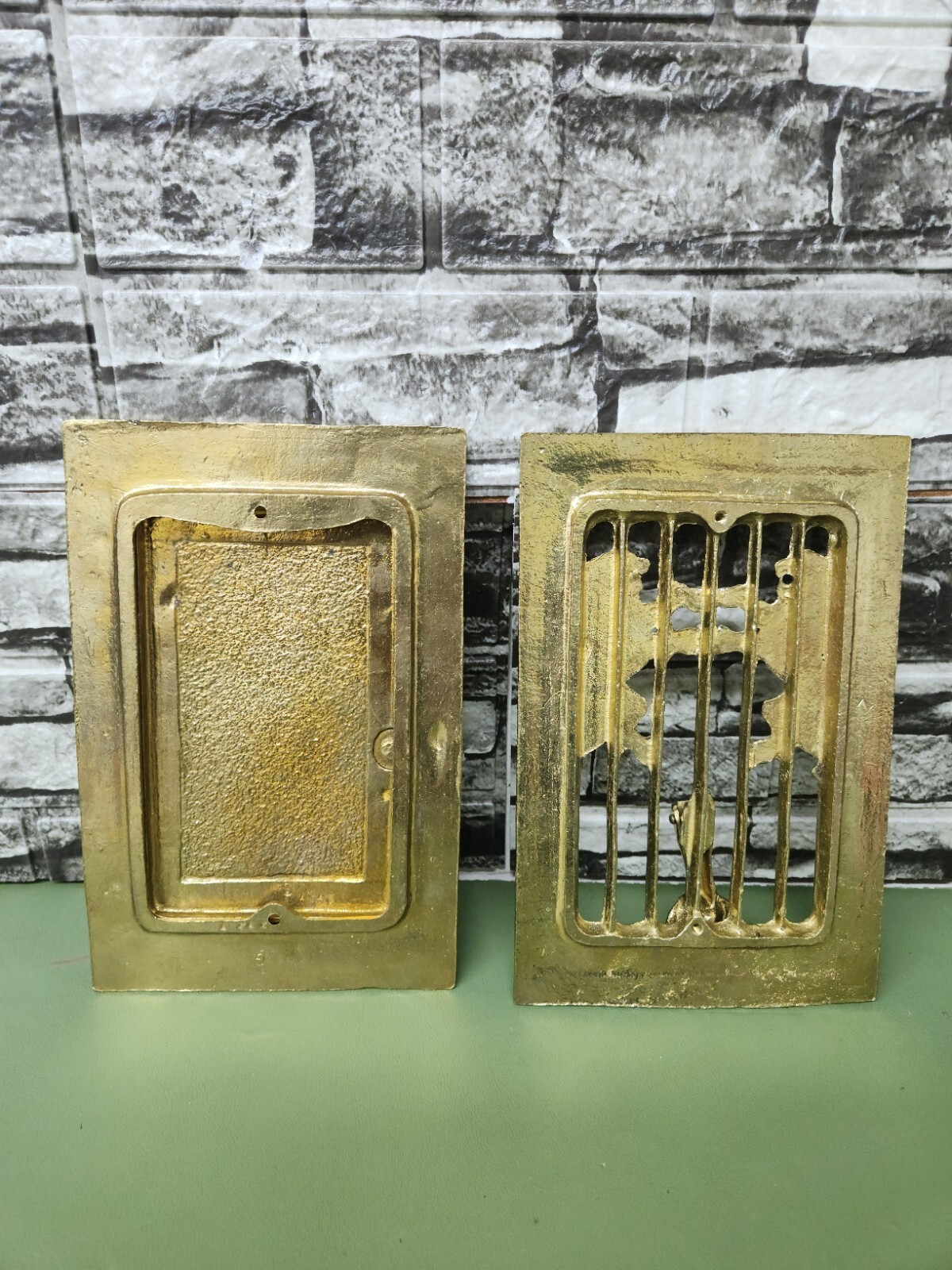 Vintage Lions Brass Speakeasy With Door Knocker And Peep Hole Complete Set New