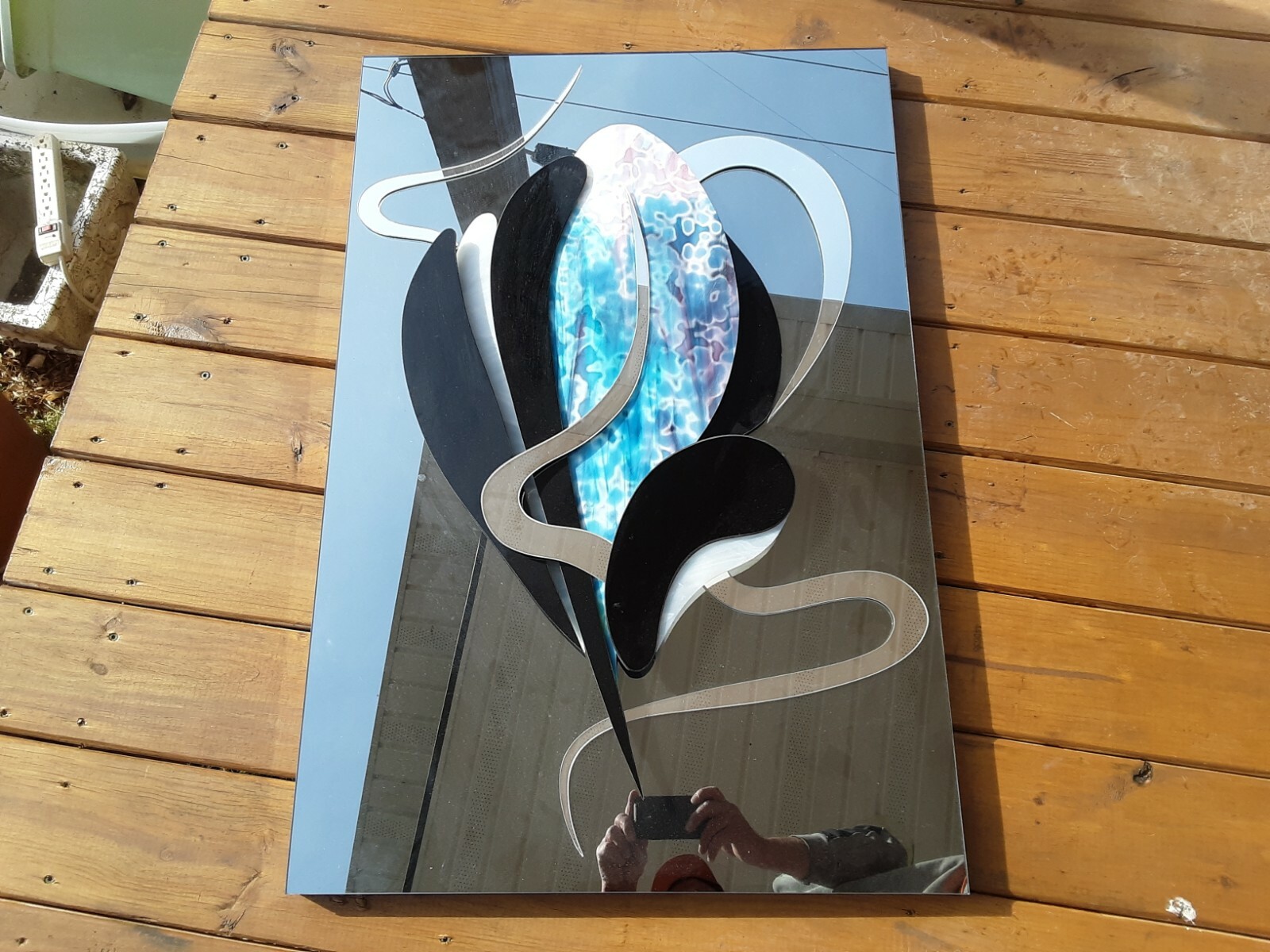 Abstract Art Glass Slag Gass Mirror 36×24