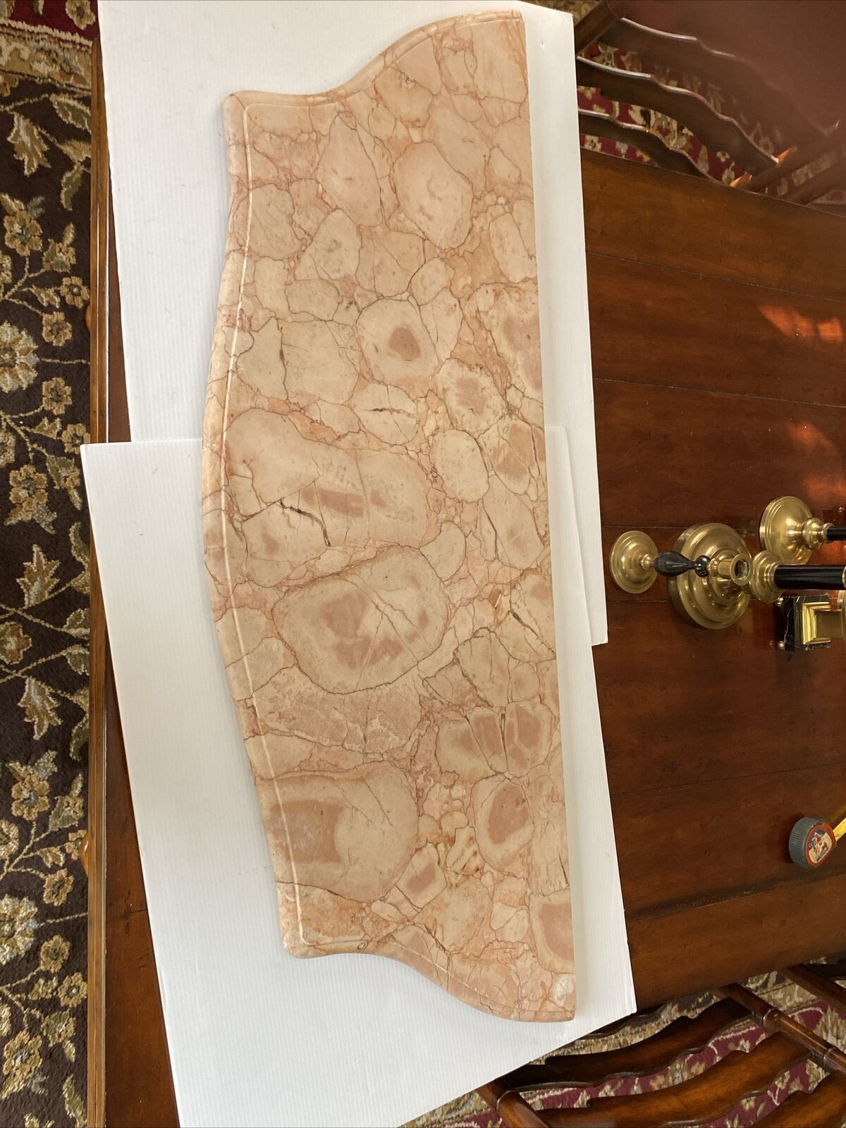 Antique Large Rose Marble Stone Top for Table / Bar Salvaged Reconstruction